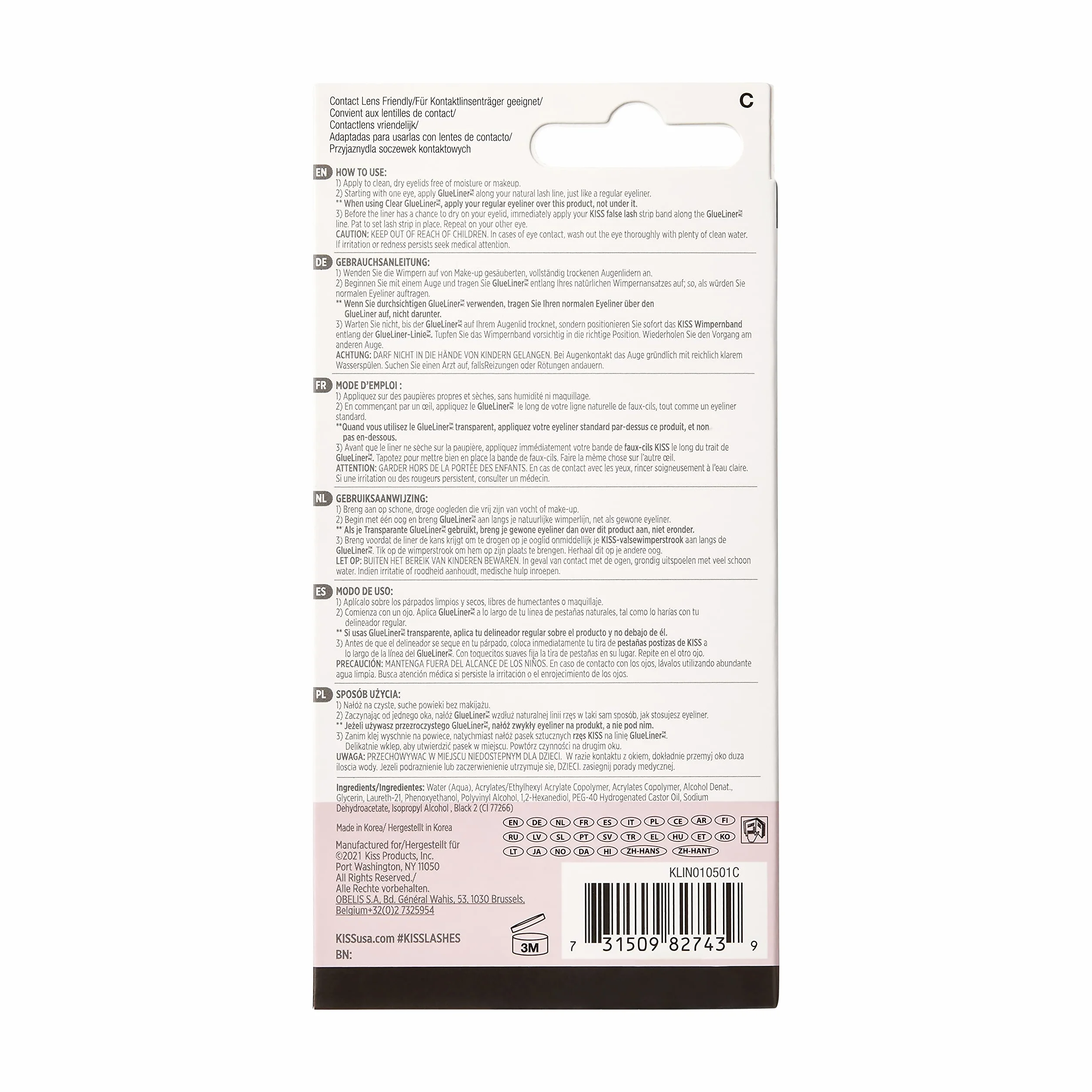 Kiss Klej do rzęs Eyeliner, czarny, 0.7ml