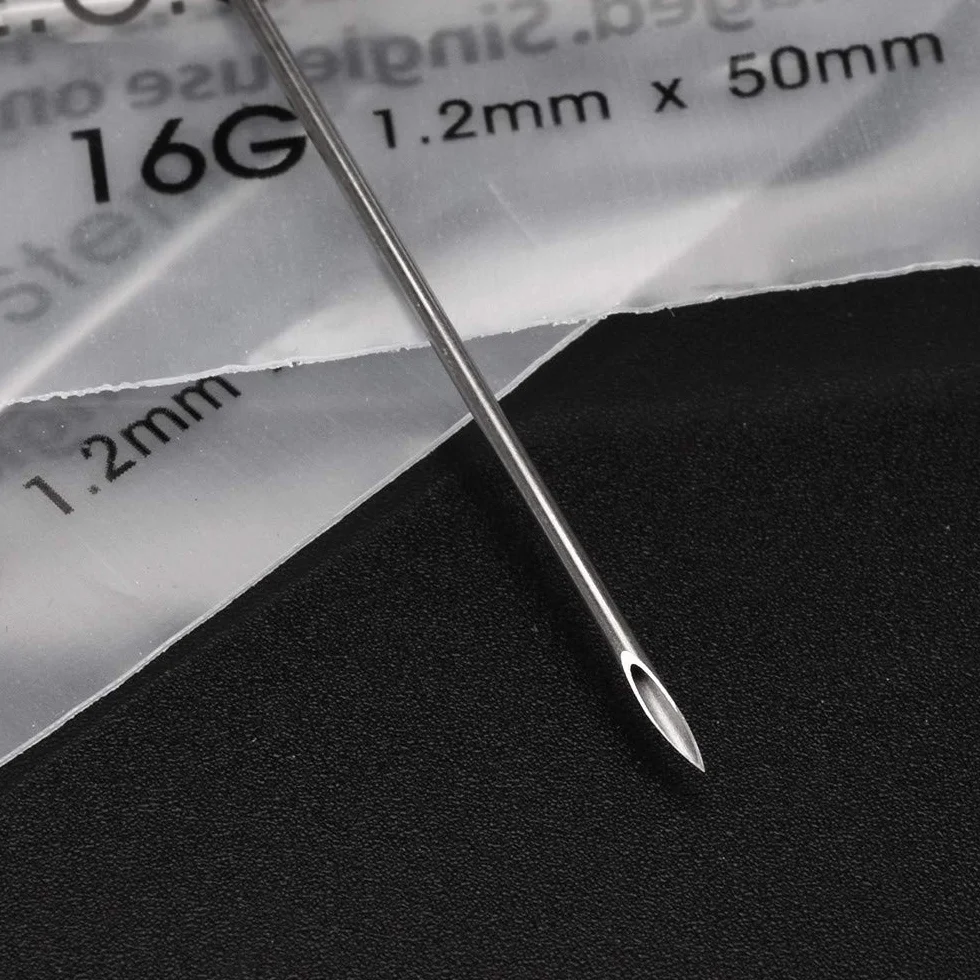 ATOMUS igły do piercingu sterylizowane 100 szt. 12G 14G 16G 18G 20G stal nierdzewna