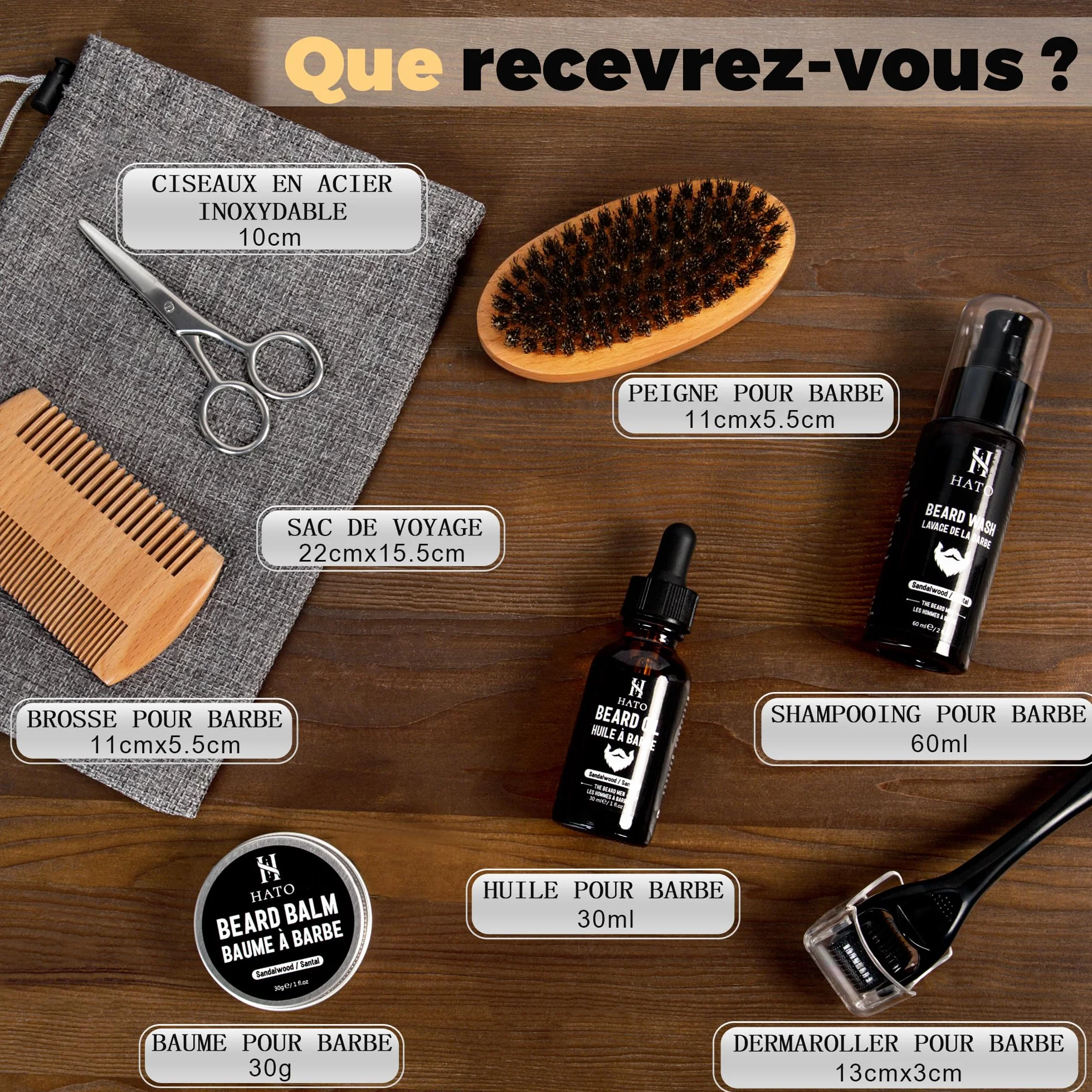 HATO Beard Kit, zestaw do pielęgnacji brody dla mężczyzn, L'Homme à Barbe