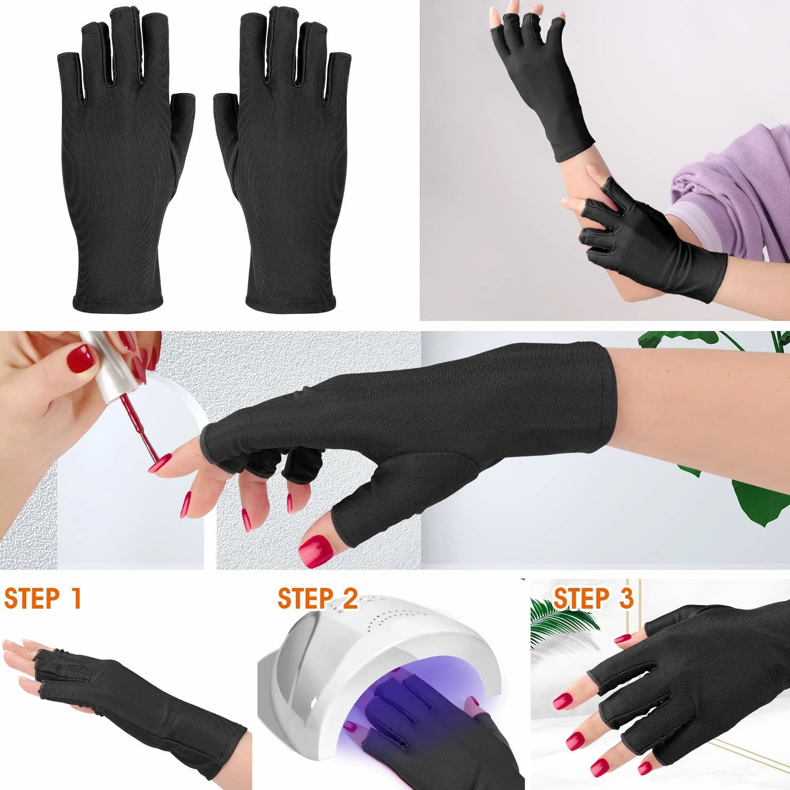 Sibba 1 para rękawic UV do paznokci lampa artystyczna ochrona światła LED Flash żelowy lakier do manicure pielęgnacja bez palców nawilżający ochraniacz dłoni narzędzia anty-słońce kobiety
