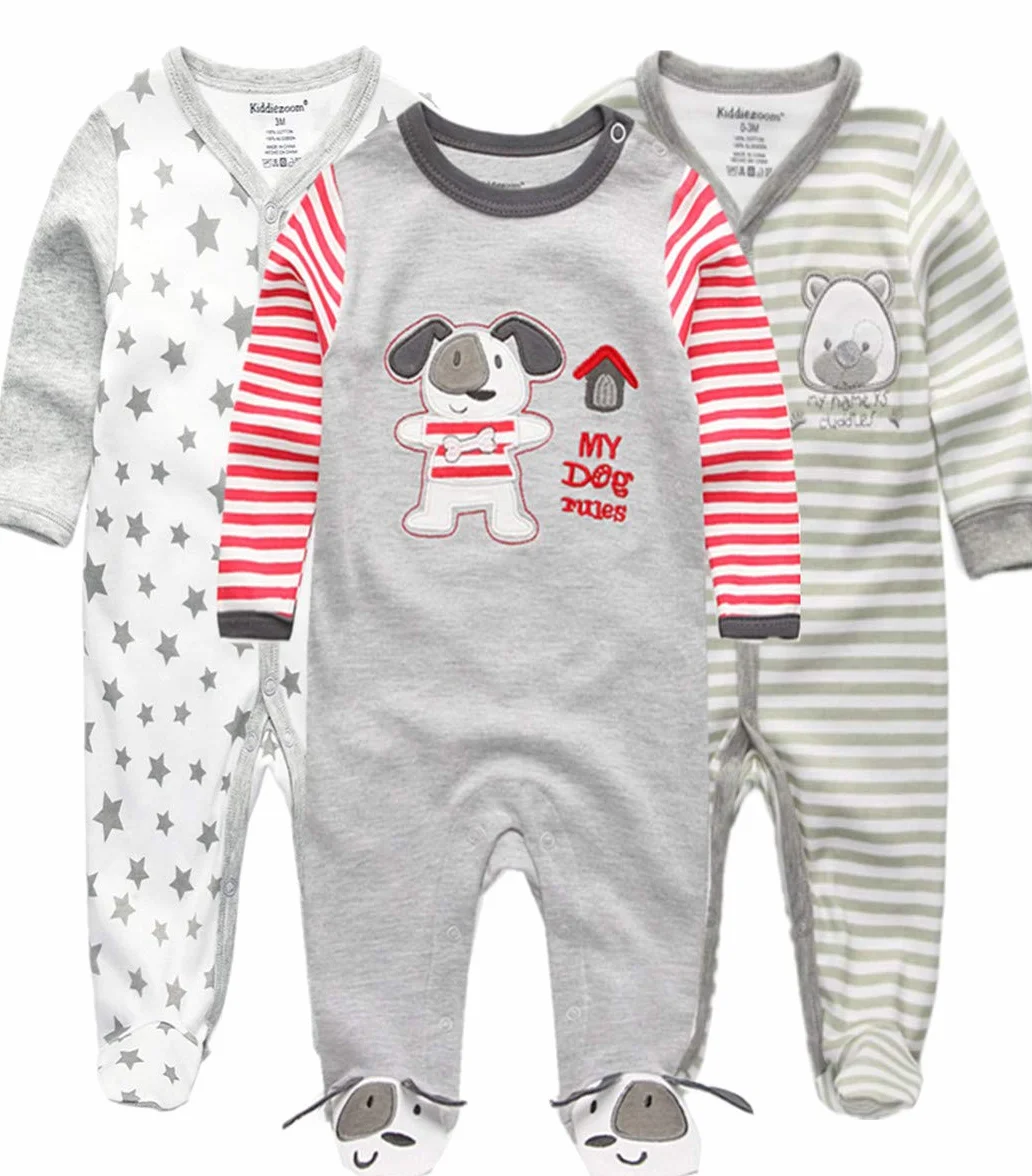 Kiddiezoom Kombinezon dziecięcy chłopięcy przytulny krój bawełniana piżama z długim rękawem Onsises Sleepsuit