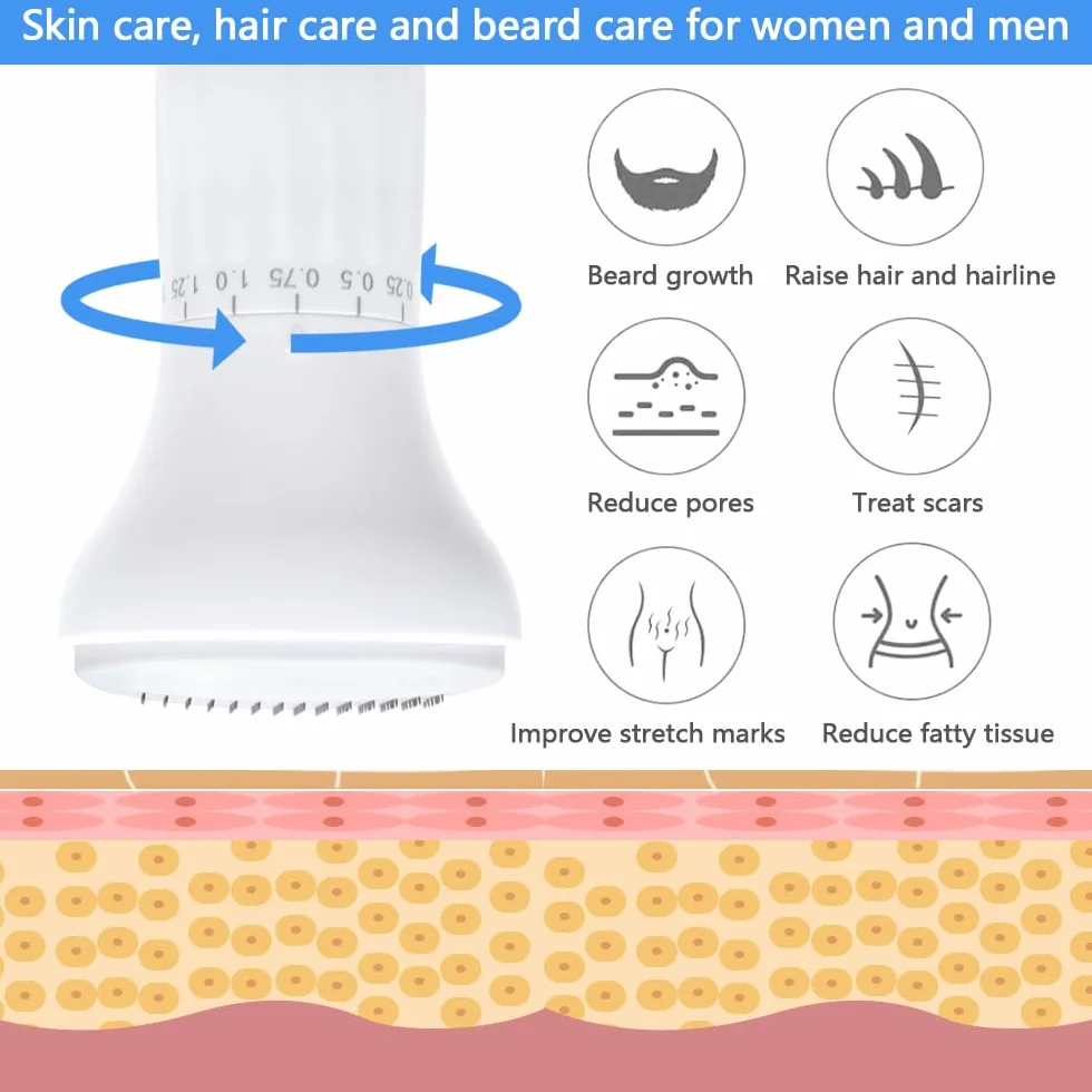 Derma Stamp S2 0-3 mm regulowany microneedling 140 igieł ze zbiornikiem serum Hydra Derma system do skóry, włosów, zmarszczek (bez SERUM)