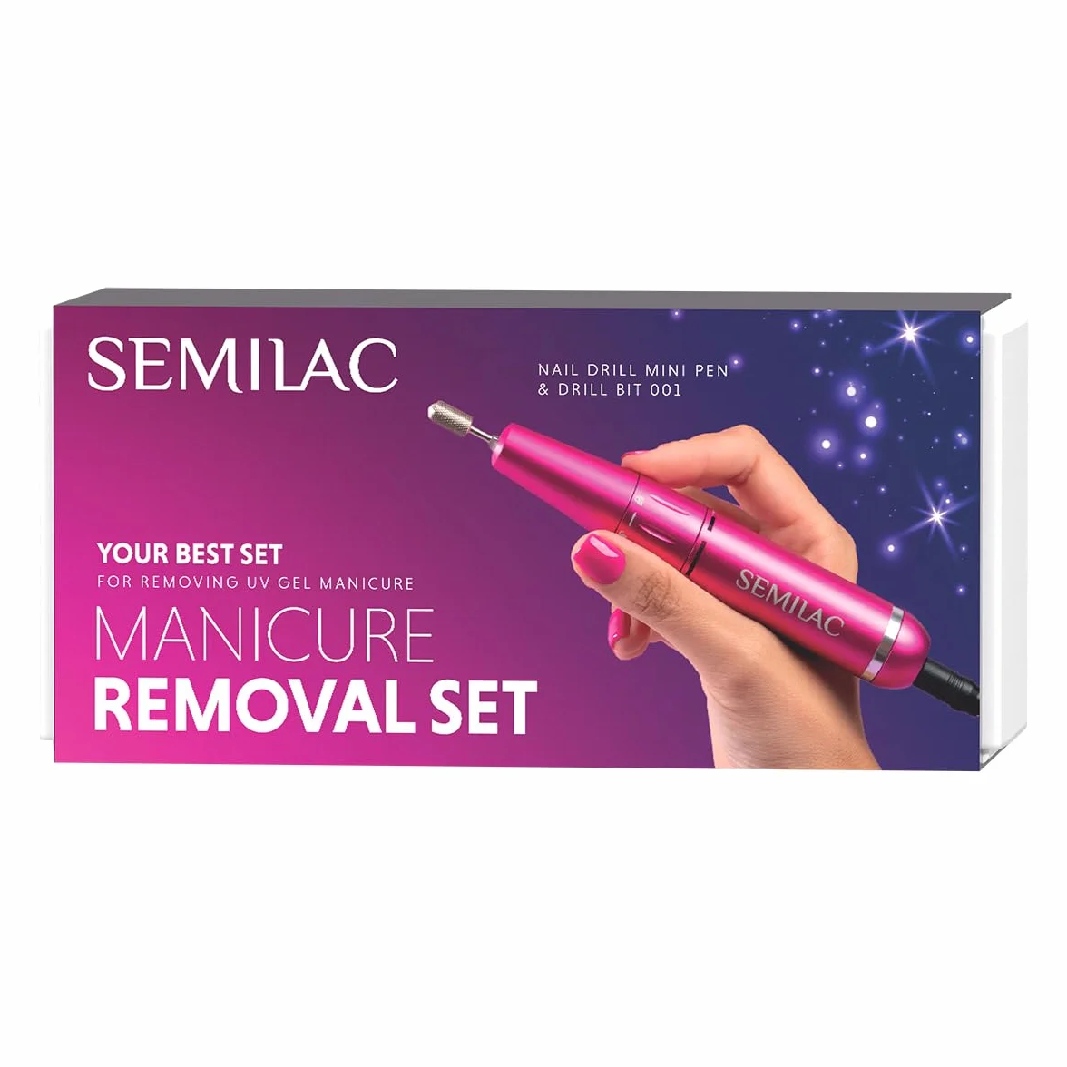 Semilac Manicure zestaw do usuwania paznokci – Mini Pen frezarka do paznokci + cylindryczna nasadka frezu 001