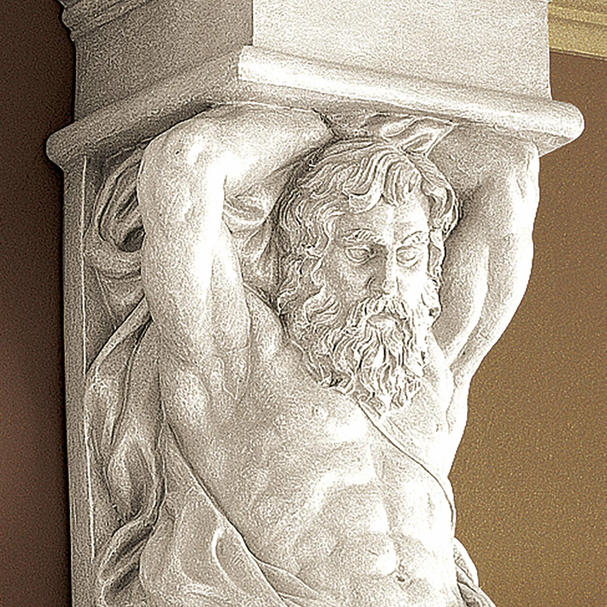 Design Toscano Rzeźba ścienna Telamon, antyczny kamień, 24 x 51 cm