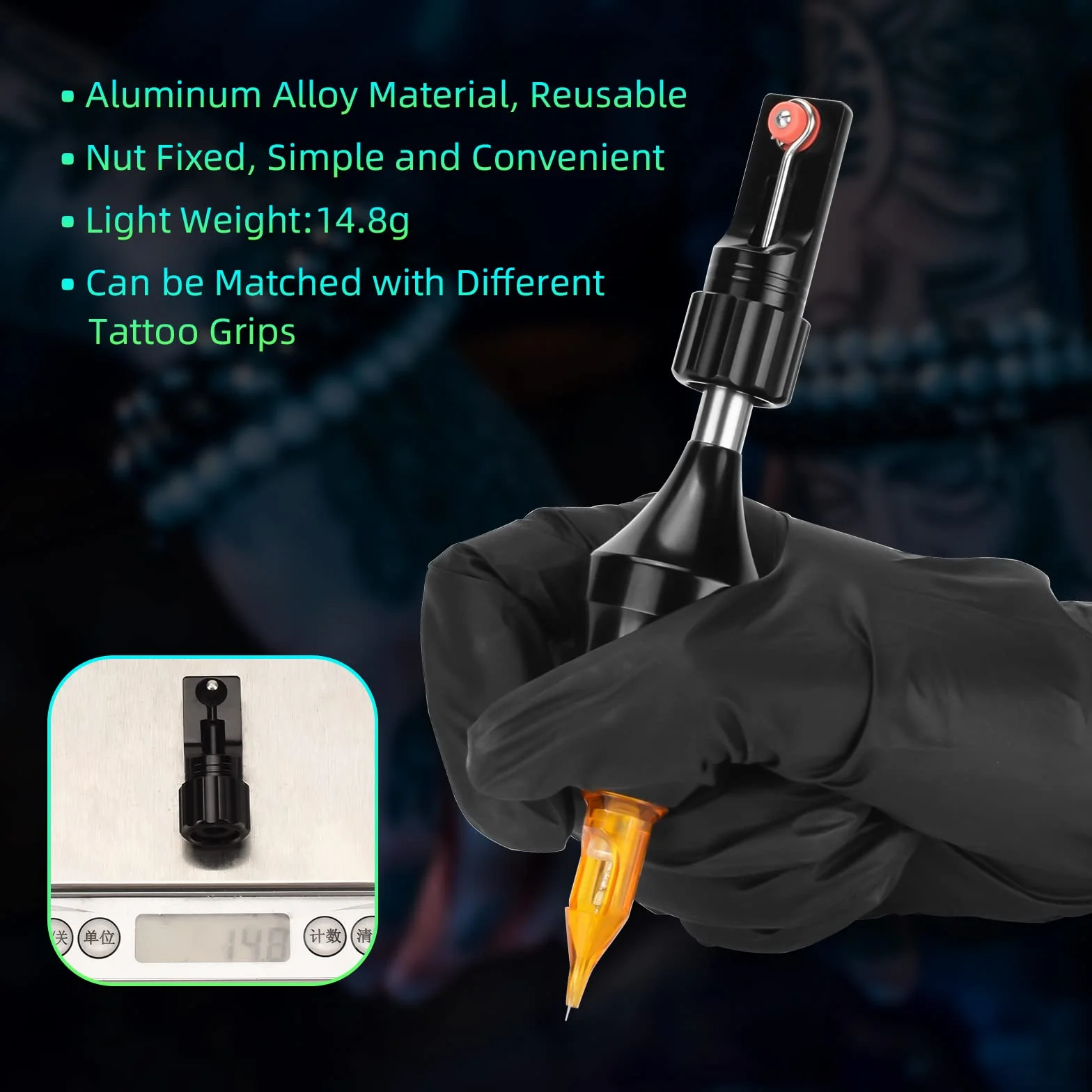ATOMUS Alloy Tattoo Manual Pen Set Poke n Stick Tattoo Cartridge Poke Pen Stick DIY Kit with 10pcs 3RL Tattoo Cartridge Needles Transfer Papers Ink Cups Tattoo Practice Skin Tattoo Table Mats