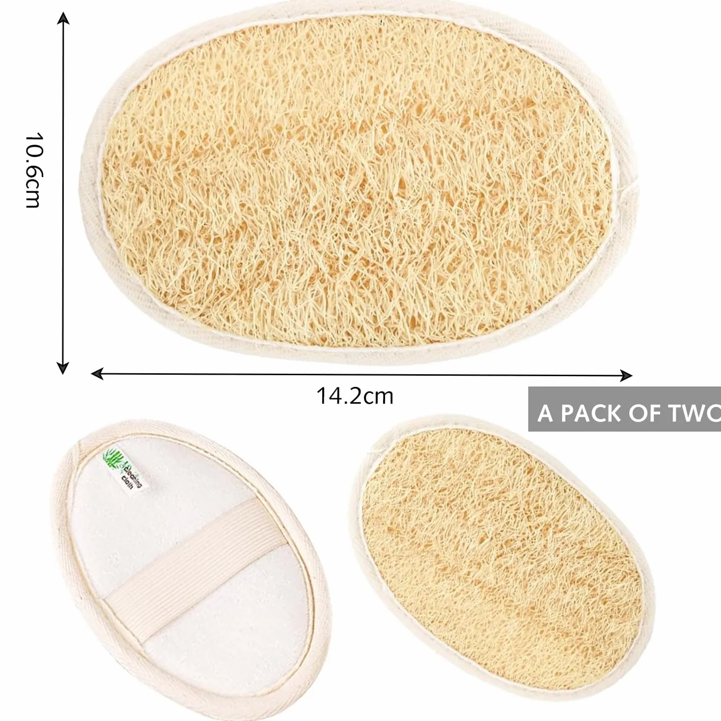 2 sztuki naturalnej gąbki Loofah peeling do ciała, przyjazna dla środowiska i biodegradowalna gąbka pod prysznic, loofah dla kobiet i mężczyzn