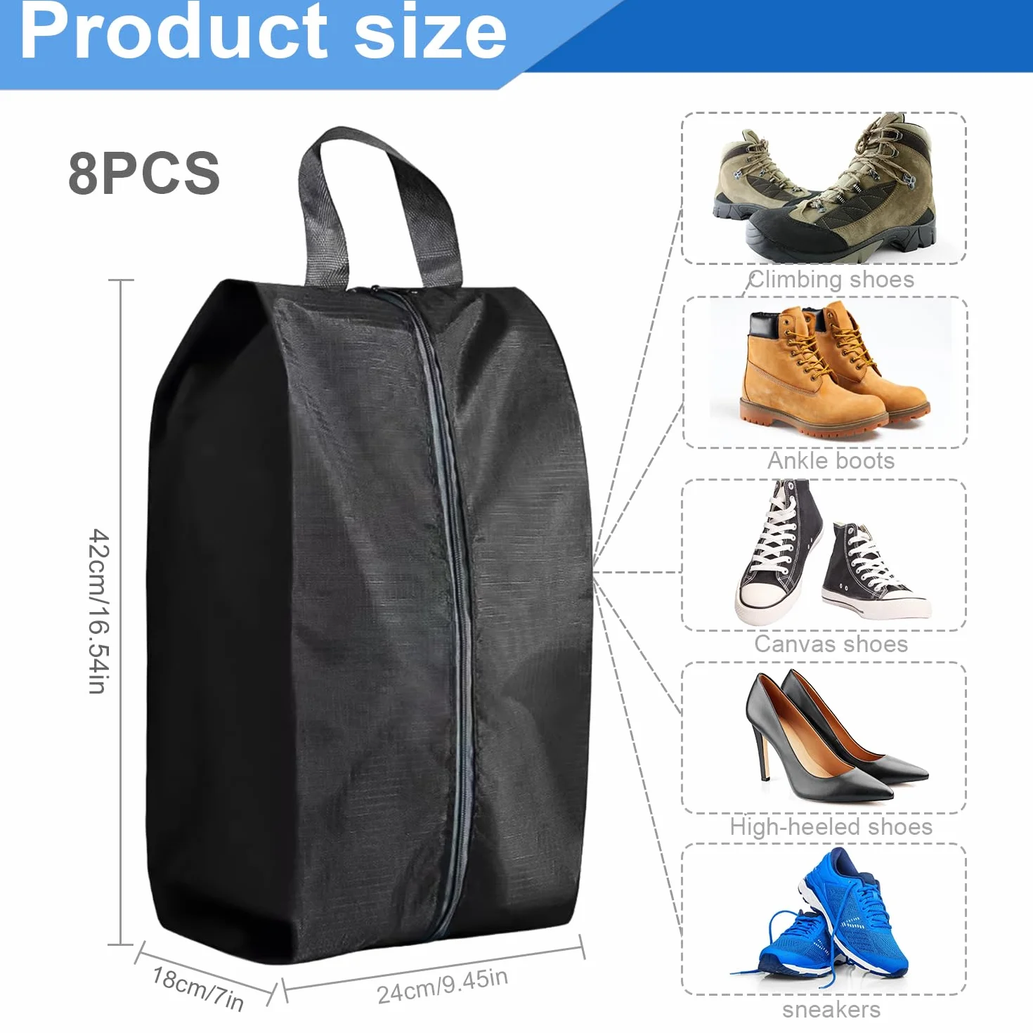 HOMURY worek na buty, wodoodporny, 8 sztuk: organizator na buty, premium, odporny na zabrudzenia, dla mężczyzn i kobiet