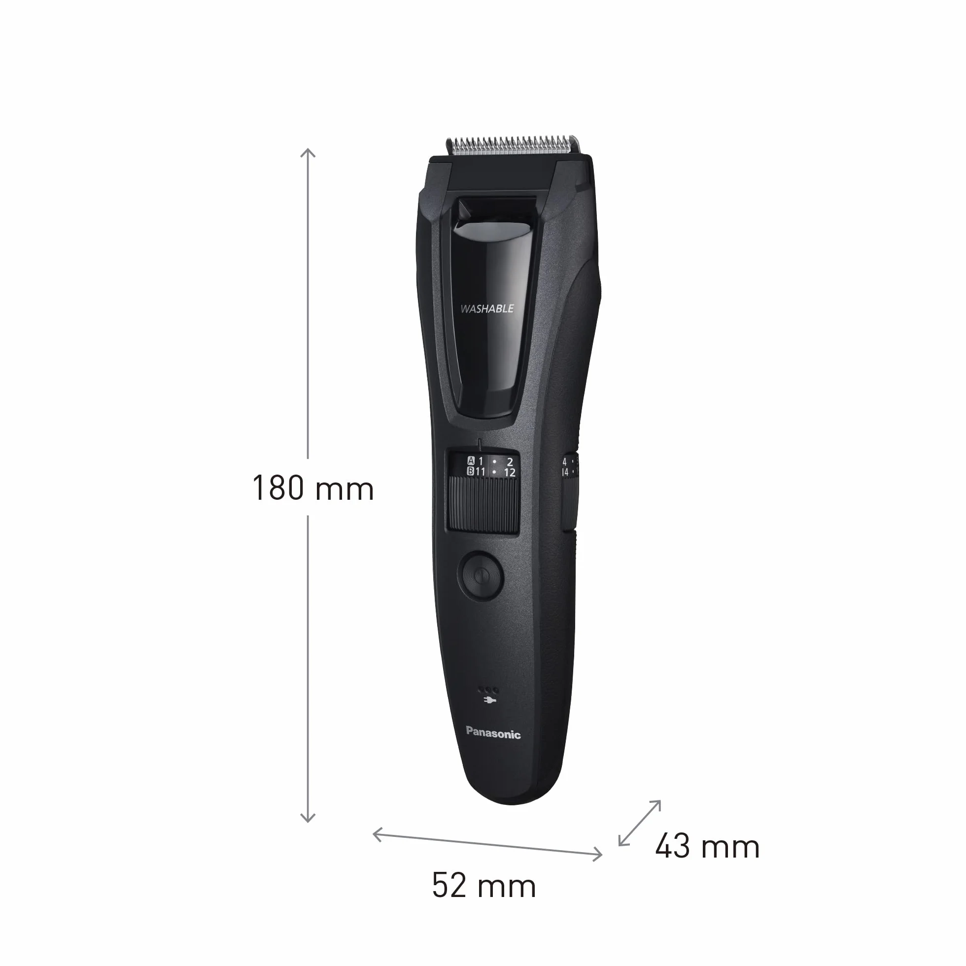 Panasonic ER-GB62 trymer do brody, włosów i ciała (39 ustawień długości, 3 nasadki grzebieniowe, 50 minut pracy, Japanese Blade Tech), szary