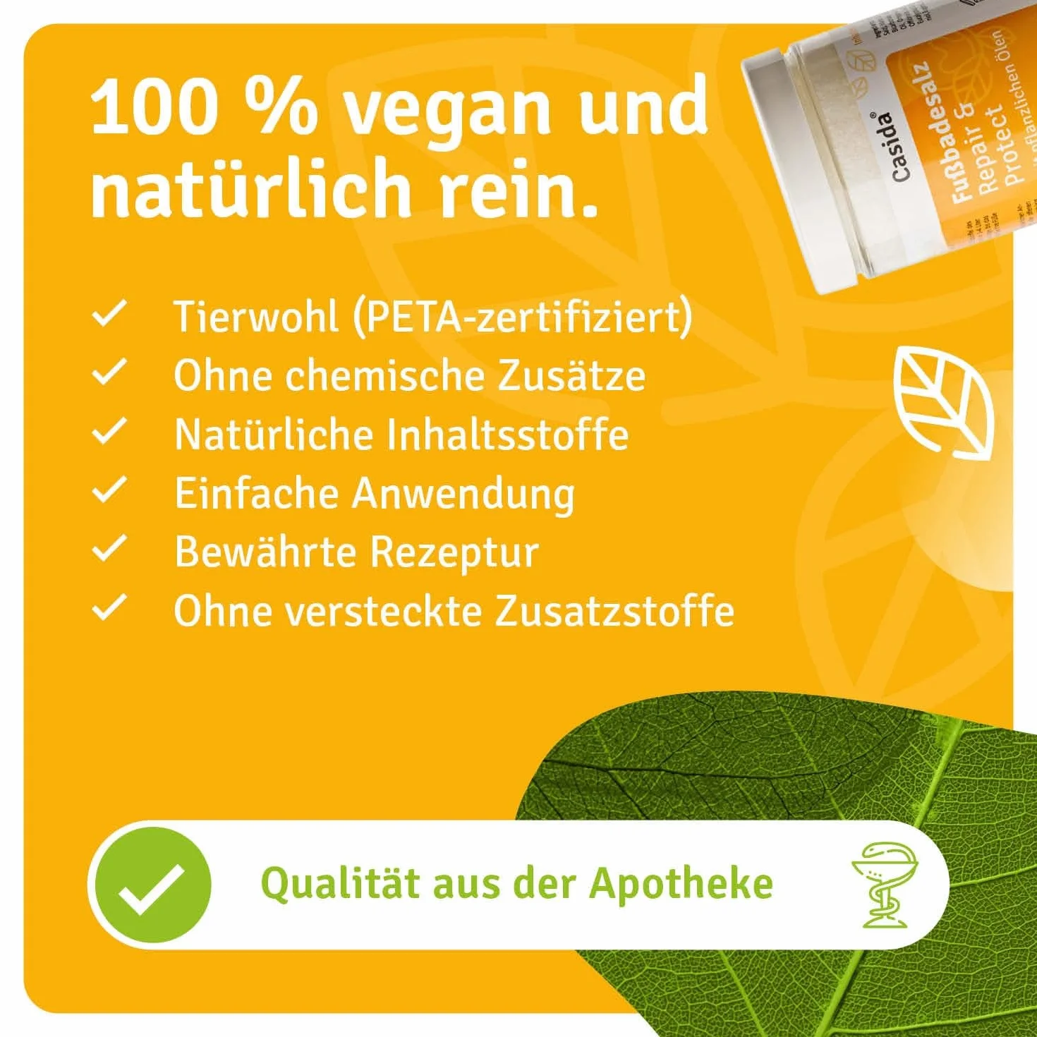 Casida® Sól do Kąpieli Stóp Repair & Protect - ochrona, pielęgnacja i higiena w przypadku grzybicy stóp, grzybicy paznokci, zrogowaciałej skóry i nieprzyjemnego zapachu stóp - jakość apteczna - 375 g