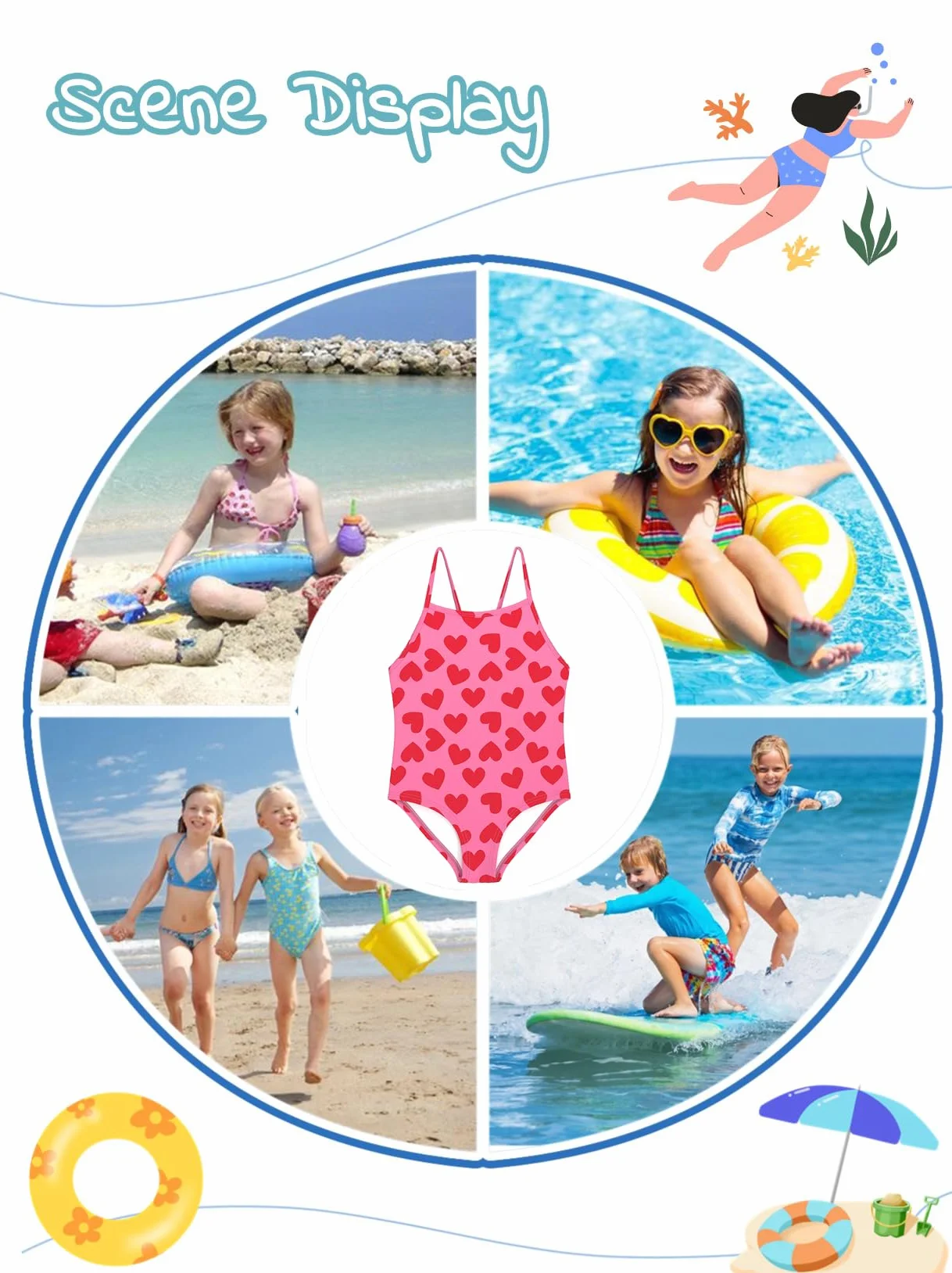 weVSwe Strój kąpielowy dla dziewczynek, jednoczęściowy, miły kostium kąpielowy dla małych dzieci, bez rękawów, bikini dla dzieci w wieku 2-10 lat