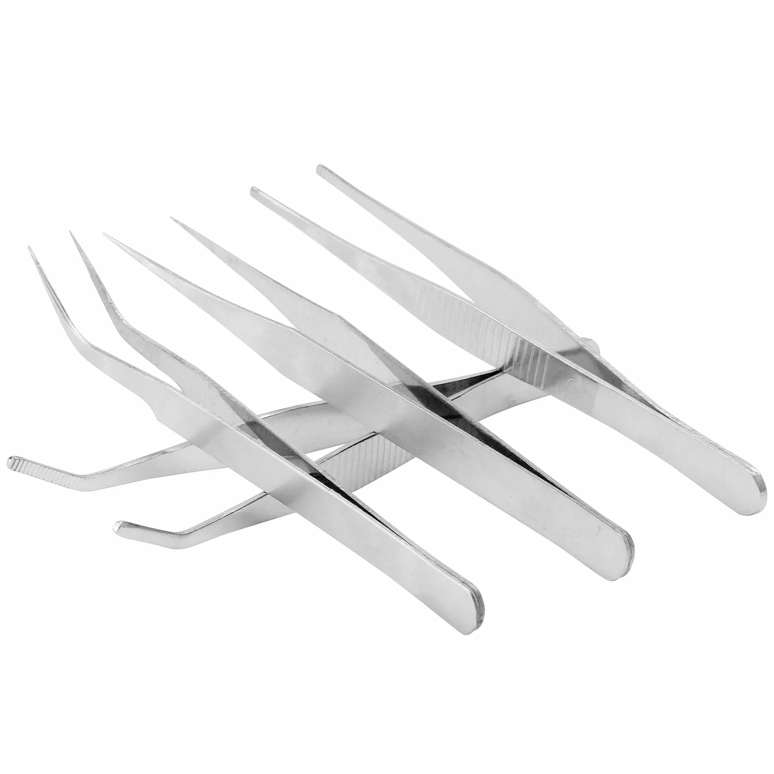 4 zakrzywione pęsety, 14 cm, 2 tępe pęsety ze stali nierdzewnej 12 cm, naprawa ręczna, maszyny do szycia, biżuteria