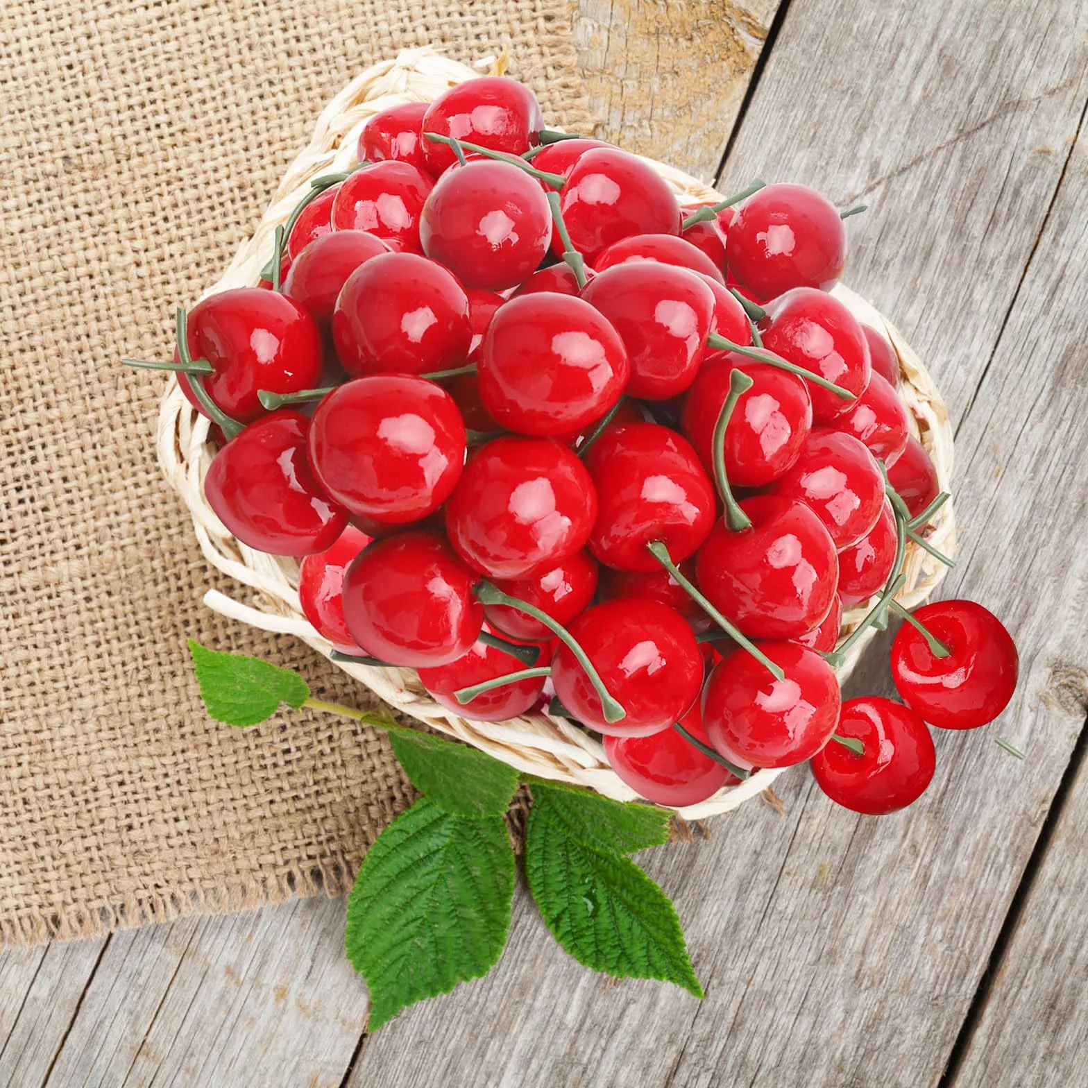 40 sztuk sztucznych wiśni, dekoracyjne wiśnie, sztuczna wiśnie, symulacja wiśni, dekoracja stołu, sztuczne owoce, dekoracja domu, kuchni, na imprezę, dekoracja biurka