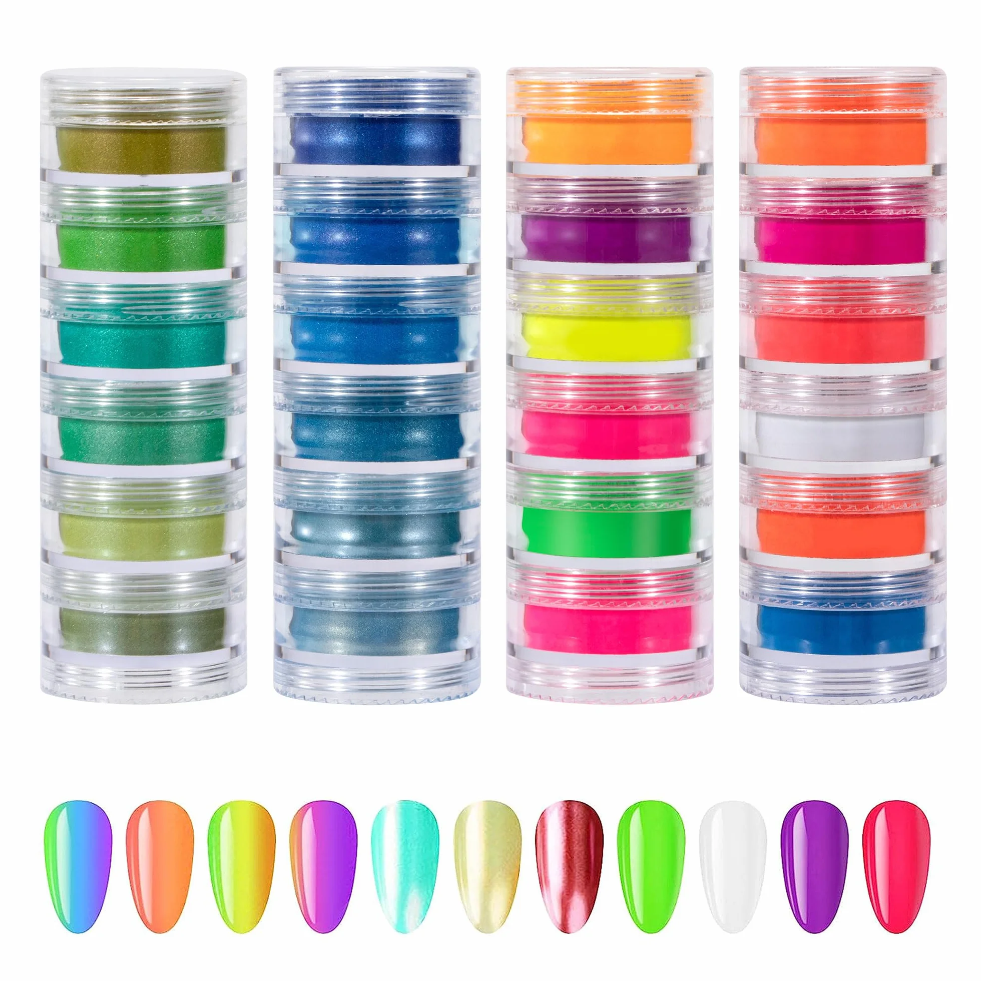 Proszek do paznokci, neonowy kolor, gradientowy puder, tęczowy, brokat, do manicure, kalkomania, oczu, twarzy, ciała, włosów, makijażu, zdobienia paznokci, 24 kolory