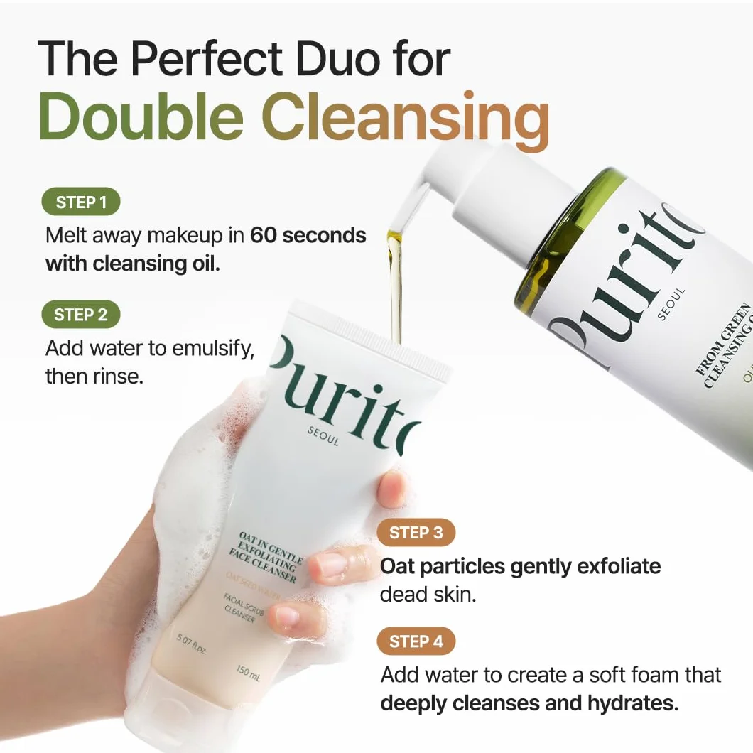 PURITO From Green Cleansing Oil Renewal 6.76 fl.oz / 200ml Gentle Facial Cleanser, Cruelty-free & Vegan, Nature-derived Oils