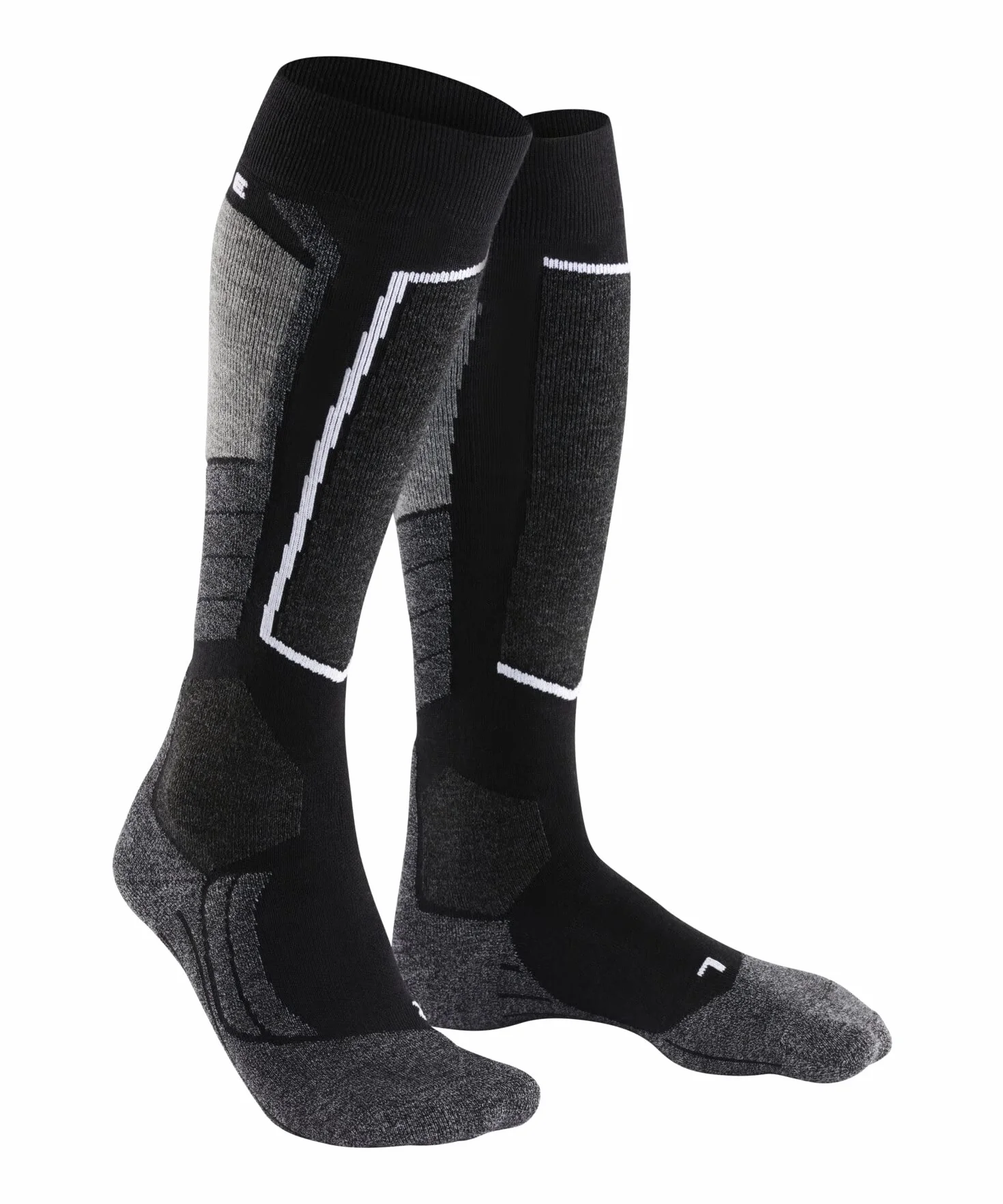 FALKE Mężczyźni Skarpety narciarskie SK2 Intermediate M Kh Wełna ciepłe grube 1 Para, Czarny Black-Mix 3010, 42-43