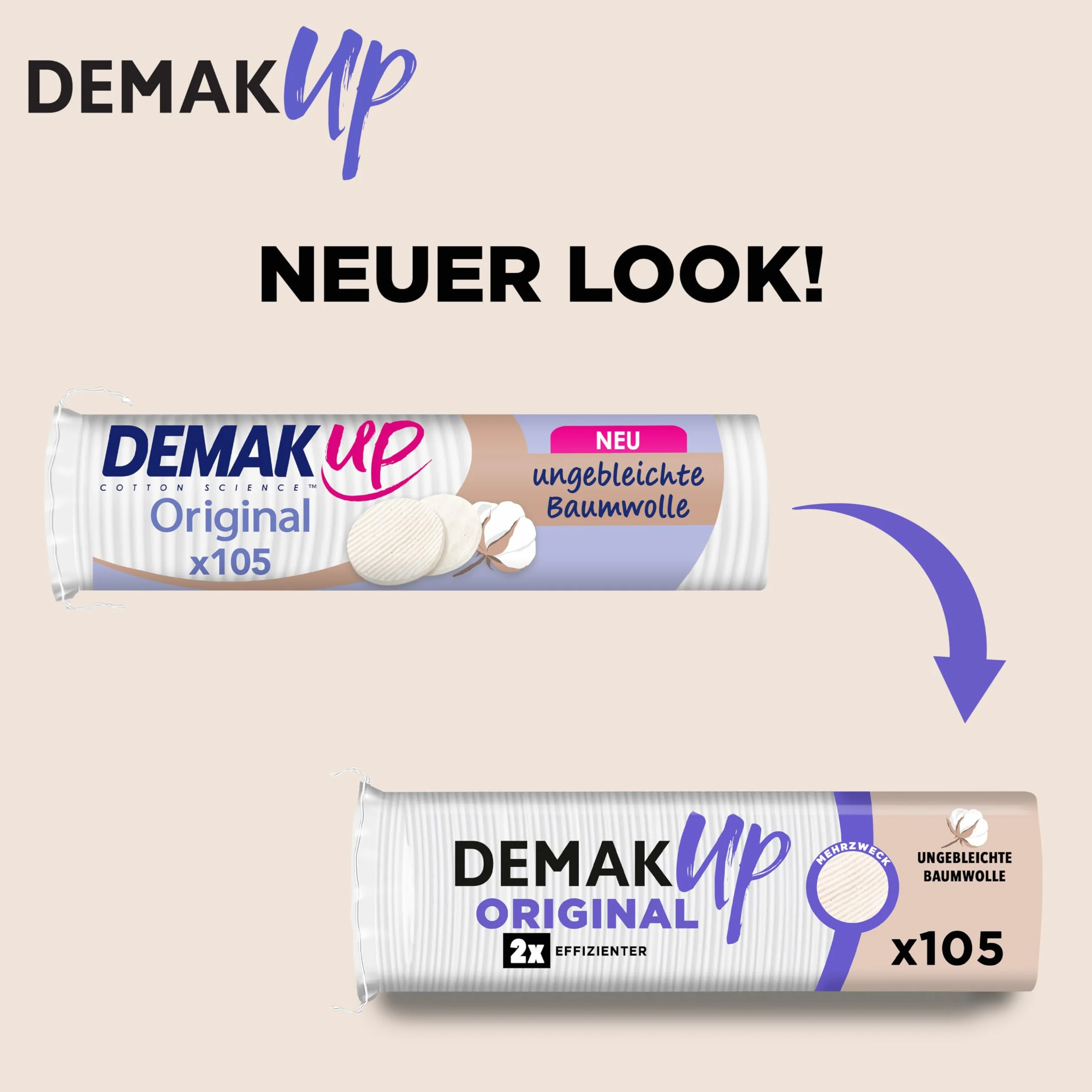 Demak'up Oryginalny zestaw 105 wacików/płatków do demakijażu, zestaw 1 szt