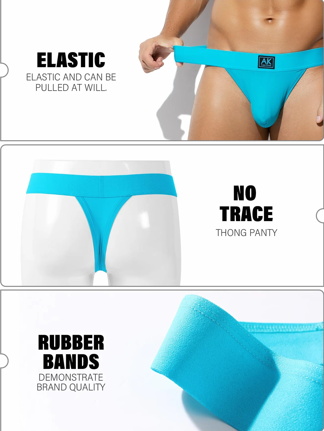 Męskie stringi tanga męskie bielizna stringi majtki oddychające niski stan G-stringi niebieskie L