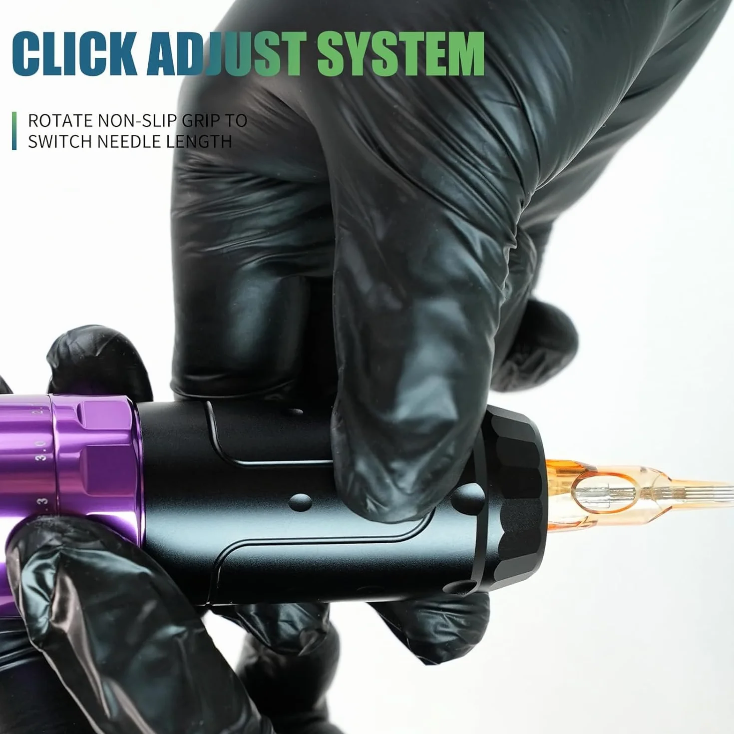Dragonhawk L3 Wireless Tattoo Machine Pen Rotary Tattoo Gun 2000mAh 2.8mm-4.2mm Stroke 2 Batteries Purple