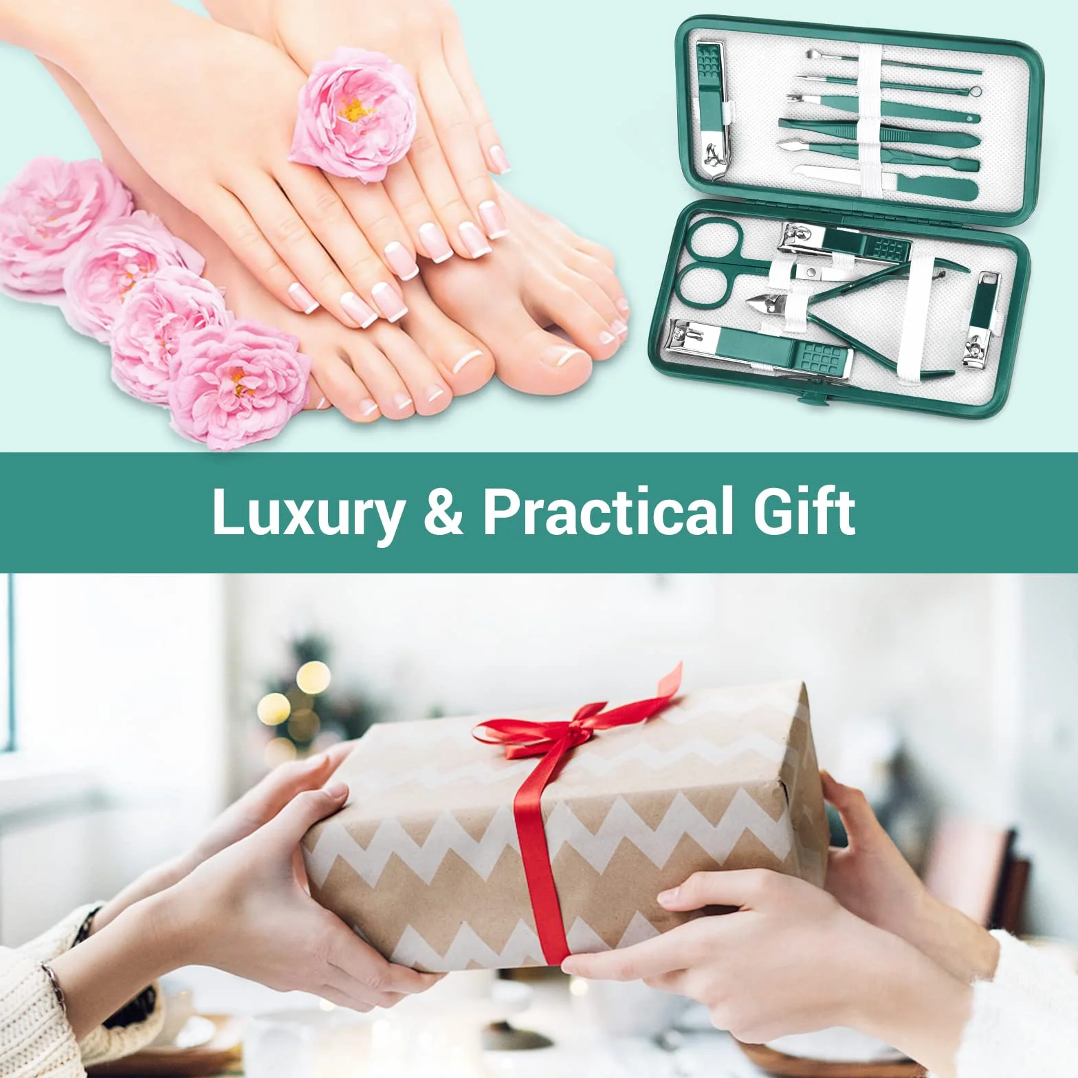 Obcinaczki do paznokci Zestaw do manicure DUAIU 12 szt. Profesjonalny zestaw obcinaczy do paznokci ze stali nierdzewnej Zestaw do pedicure dla mężczyzn i kobiet Narzędzia do pielęgnacji paznokci