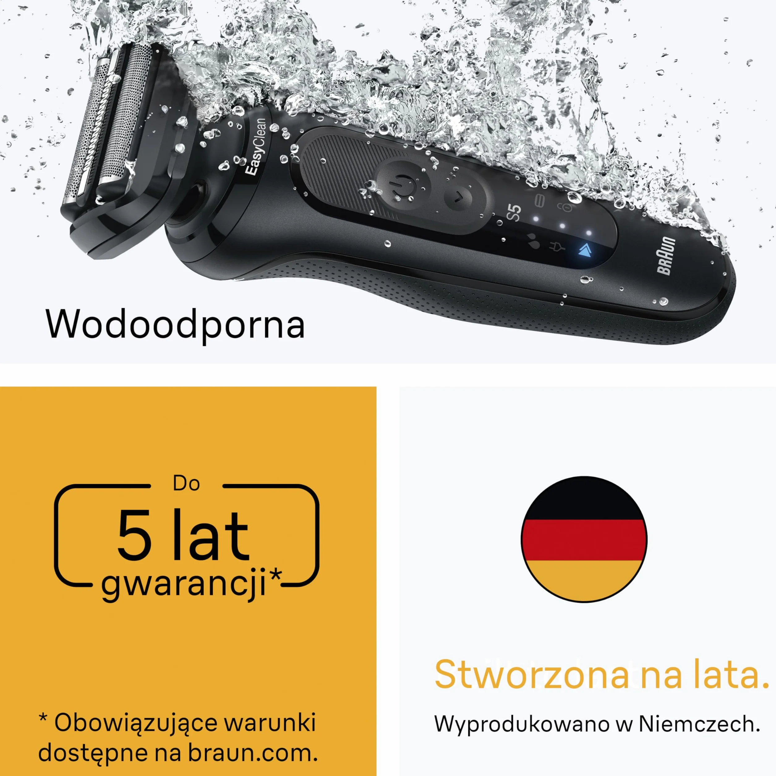 Braun Series 5 Golarka elektryczna, Do 50 minut, nasadka precyzyjnego trymera, bezprzewodowa, maszynka dla mężczyzn do golenia na mokro i na sucho, w 100% wodoodporna, 52-N1200S, Czarny