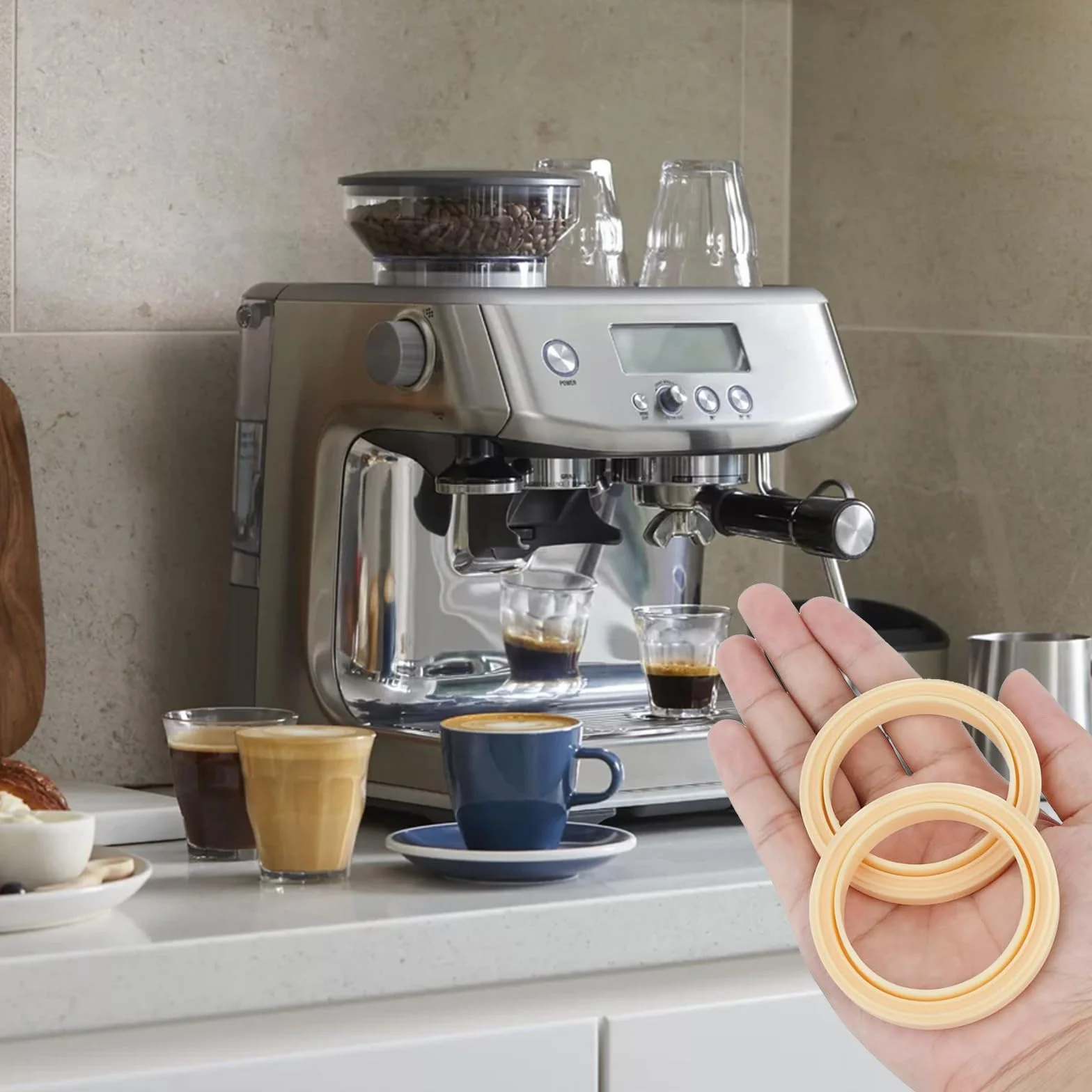 4 sztuki silikonowych pierścieni parowych bez BPA, uszczelka do ekspresu Sage The Barista Express BES875UK SES875BKS SES875BTR2GUK1 Breville ekspres do espresso 878/870/860/840/810/500/450 Sage 500