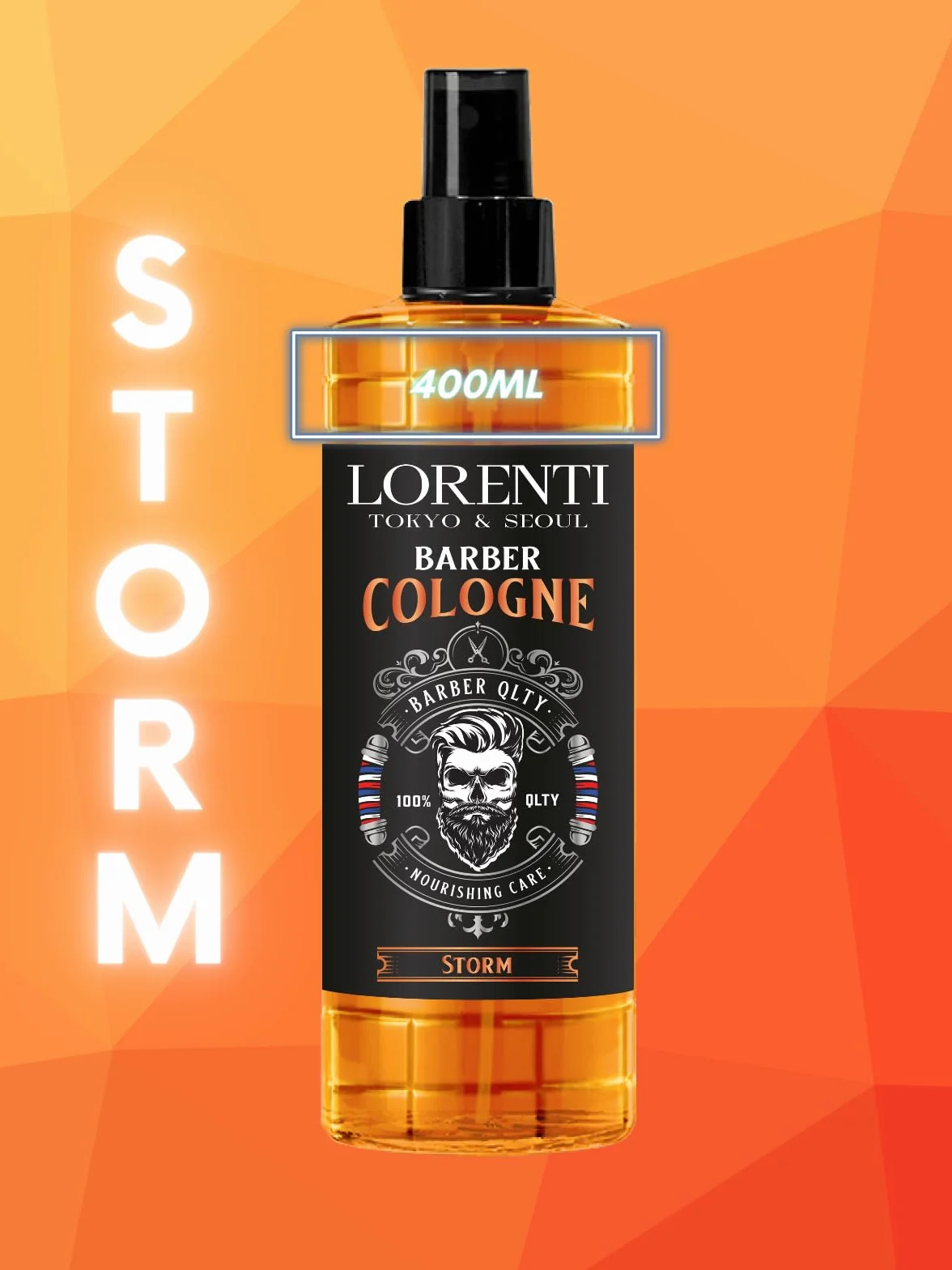 LORENTI TOKYO & SEOUL Barber Cologne 400 ml Storm spray po goleniu dla mężczyzn | woda zapachowa do golenia dla mężczyzn - Barber Eau de Cologne z praktycznym dozownikiem z pompką | orzeźwiający i