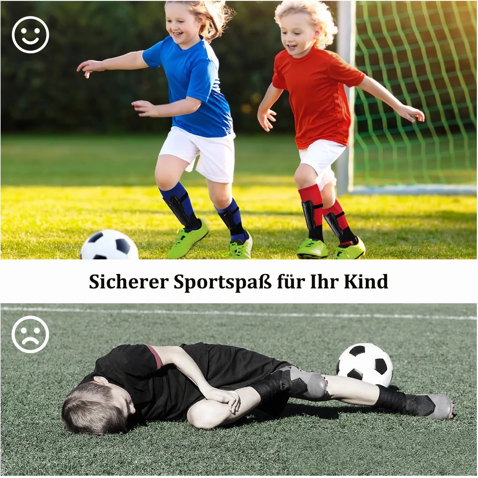 WERFORU Dziecięce skarpety piłkarskie z ochraniaczami piszczeli, 3-16 lat, długie skarpety piłkarskie, antypoślizgowe skarpety sportowe dla chłopców i dziewczynek, do treningu piłki nożnej
