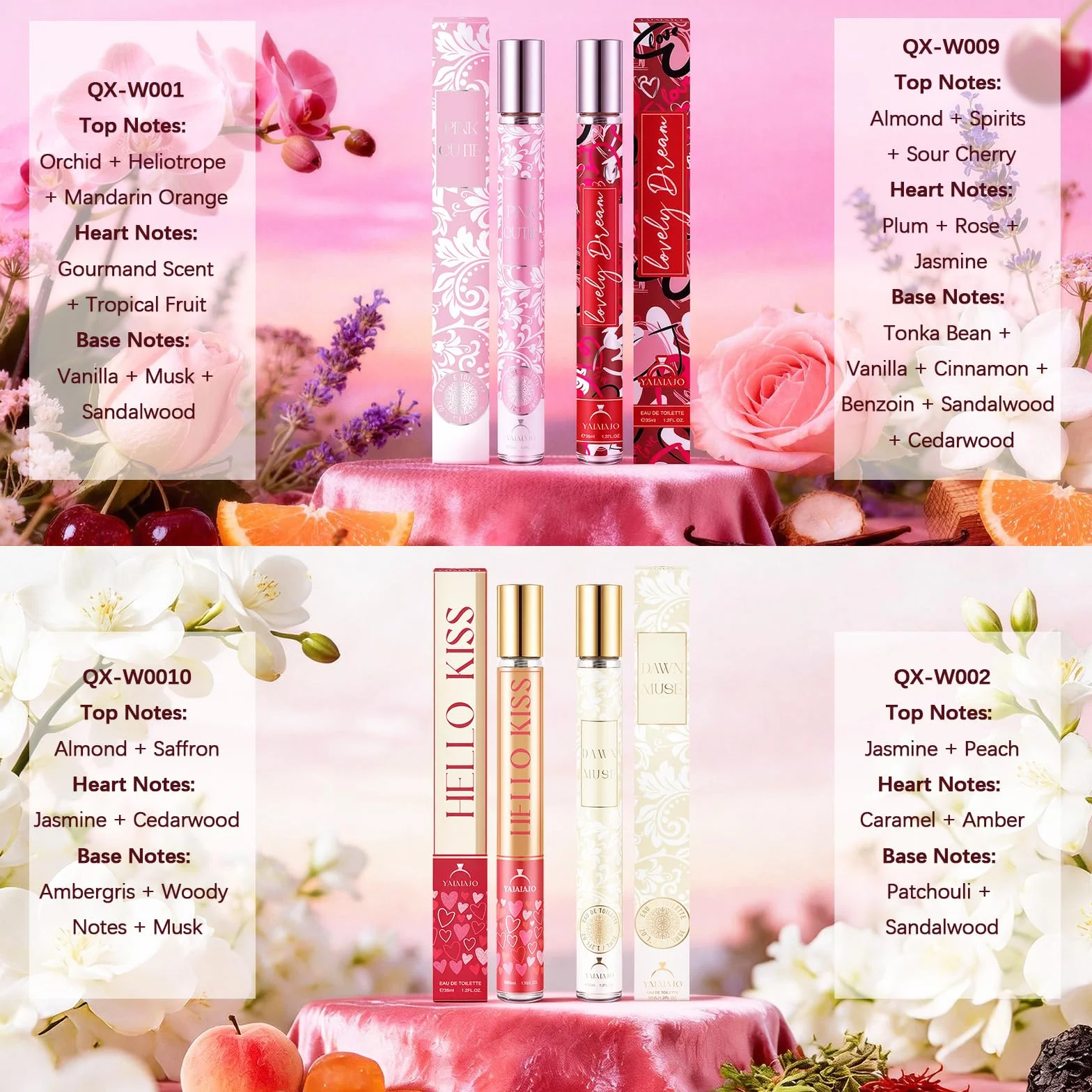 10 sztuk perfum premium dla kobiet, zestaw Eau de Toilette dla kobiet, mini zapachy damskie z kwiatowymi, owocowymi i drzewnymi nutami, prezent podróżny dla dziewcząt, matek, na Walentynki, 350 ml