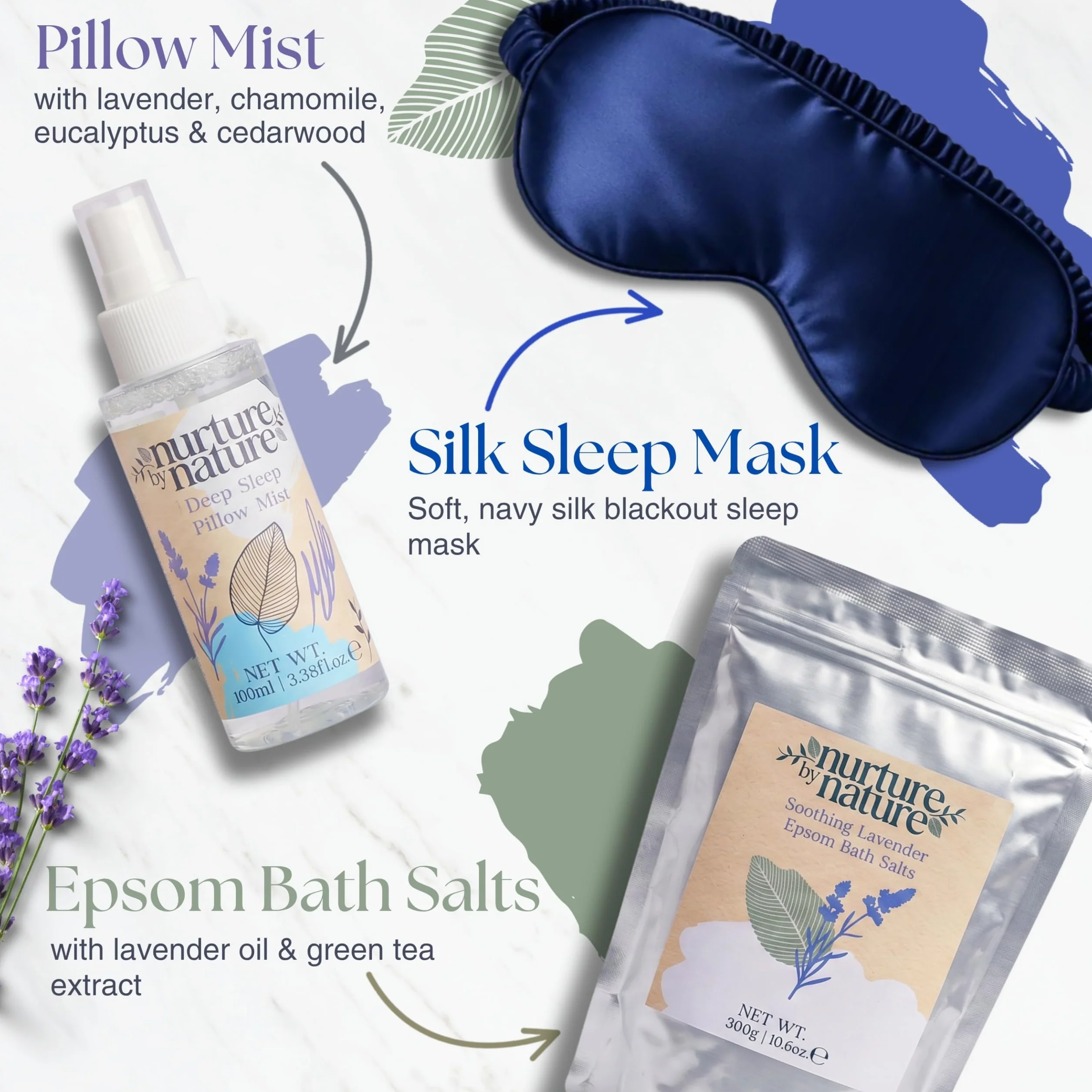 Nurture by Nature Moment for Mama Gift Set Body Butter Shower Oil Essential Oil Roll on Epsom Bath Salts Silk Eye Mask Pregnancy Gift