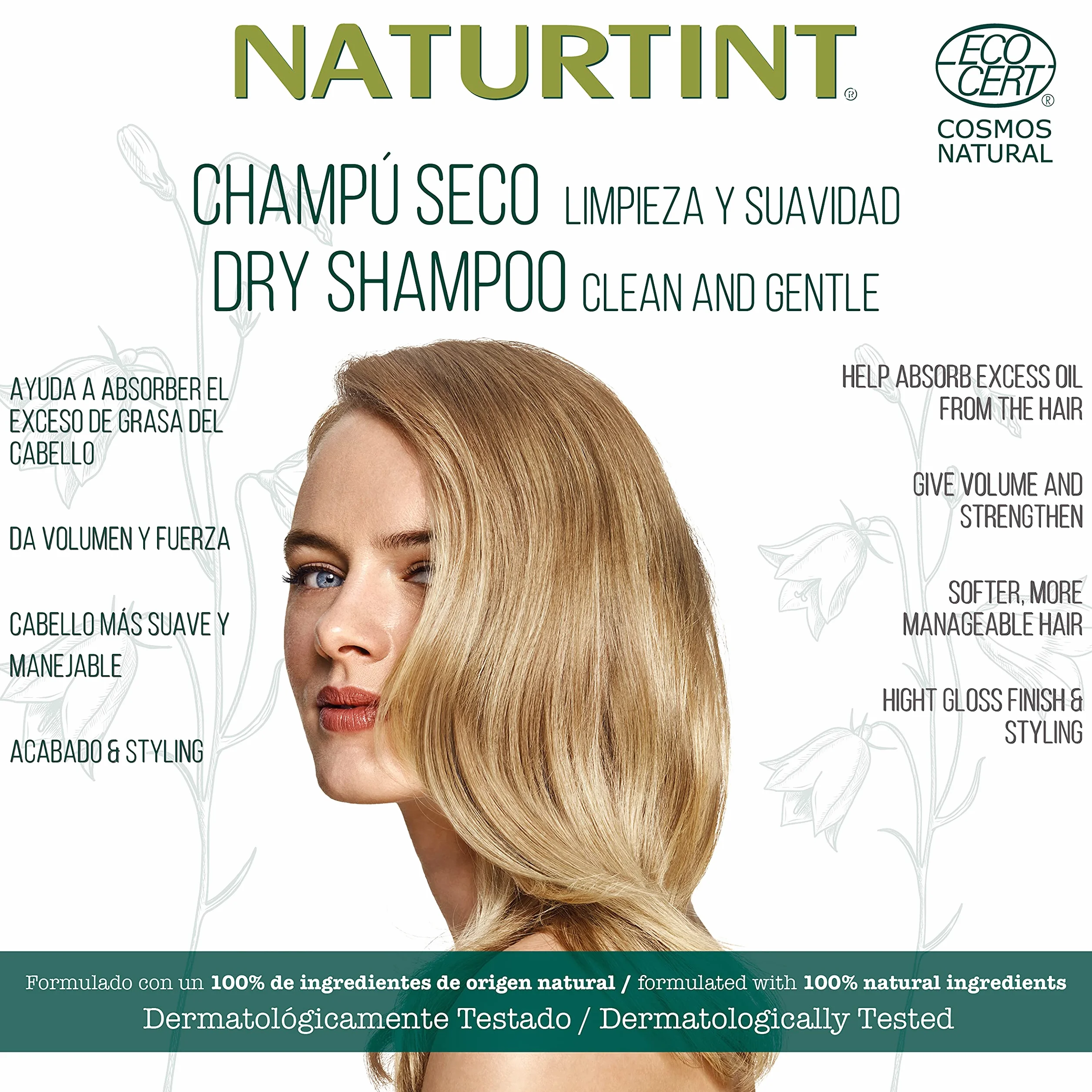 Naturtint suche szampon, pomaga wchłaniać nadmiar tłuszczu włosów, objętości i siły, płynniejsze włosy do zarządzania, 100% naturalnych składników - 20 gr