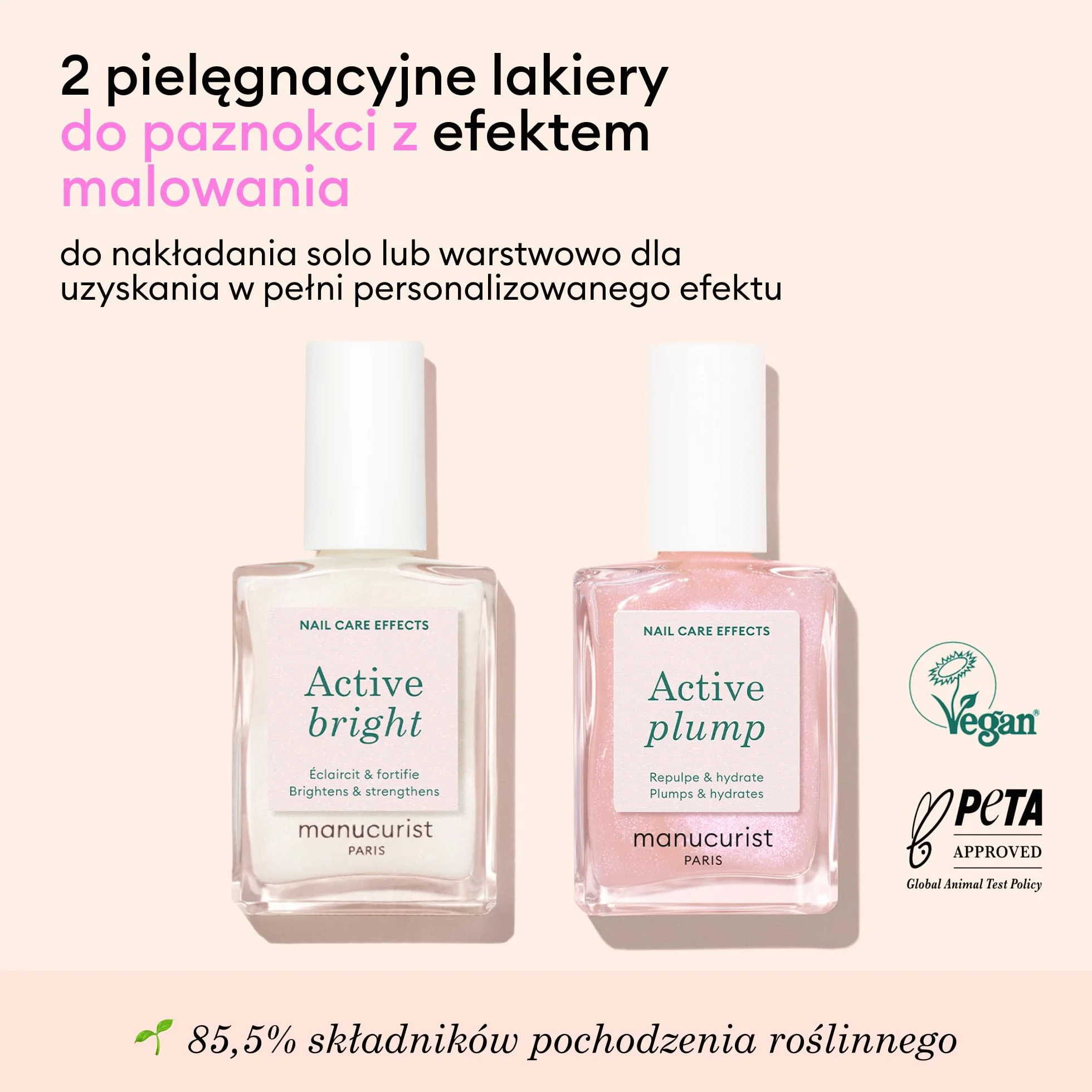Manucurist – Duo Active – pielęgnacyjne lakiery do paznokci Active Bright i Active Plump – Wzmocnienie paznokci – lakiery utwardzające