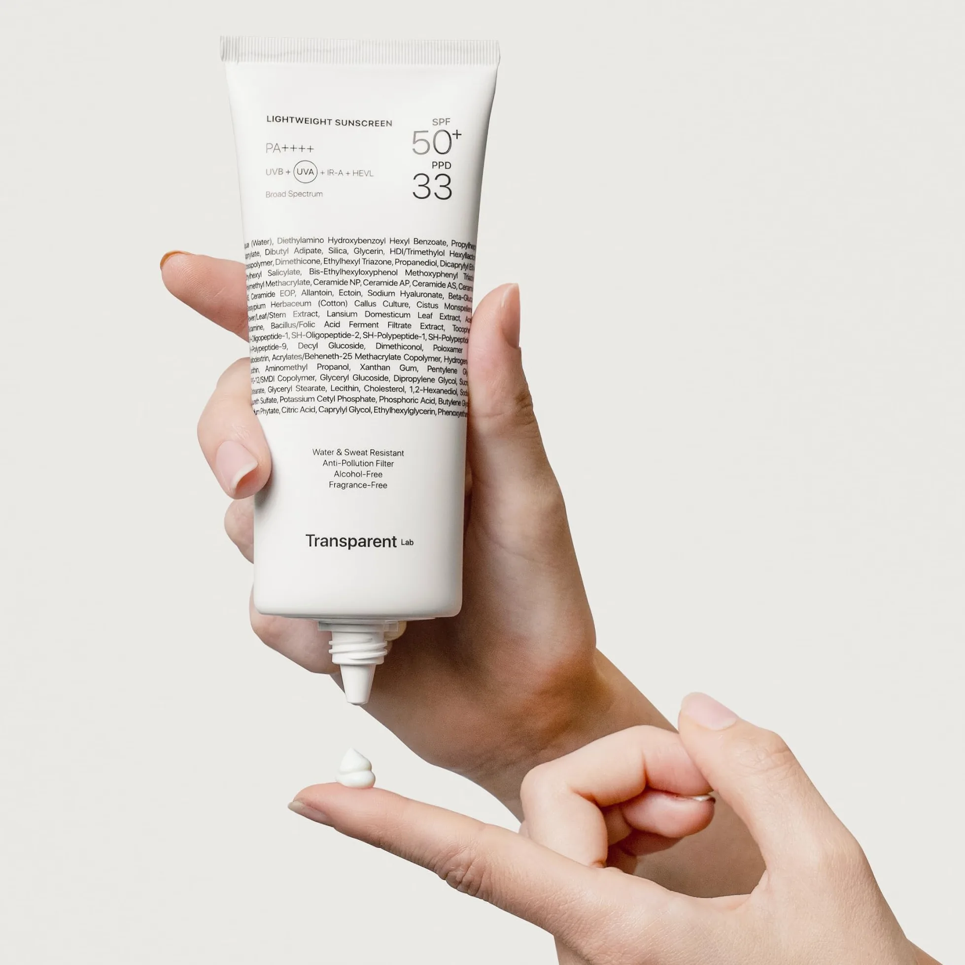 Transparent Lab Lightweight Sunscreen SPF50+ Facial Sunscreen 100ml UVA/UVB/HEVL Protection