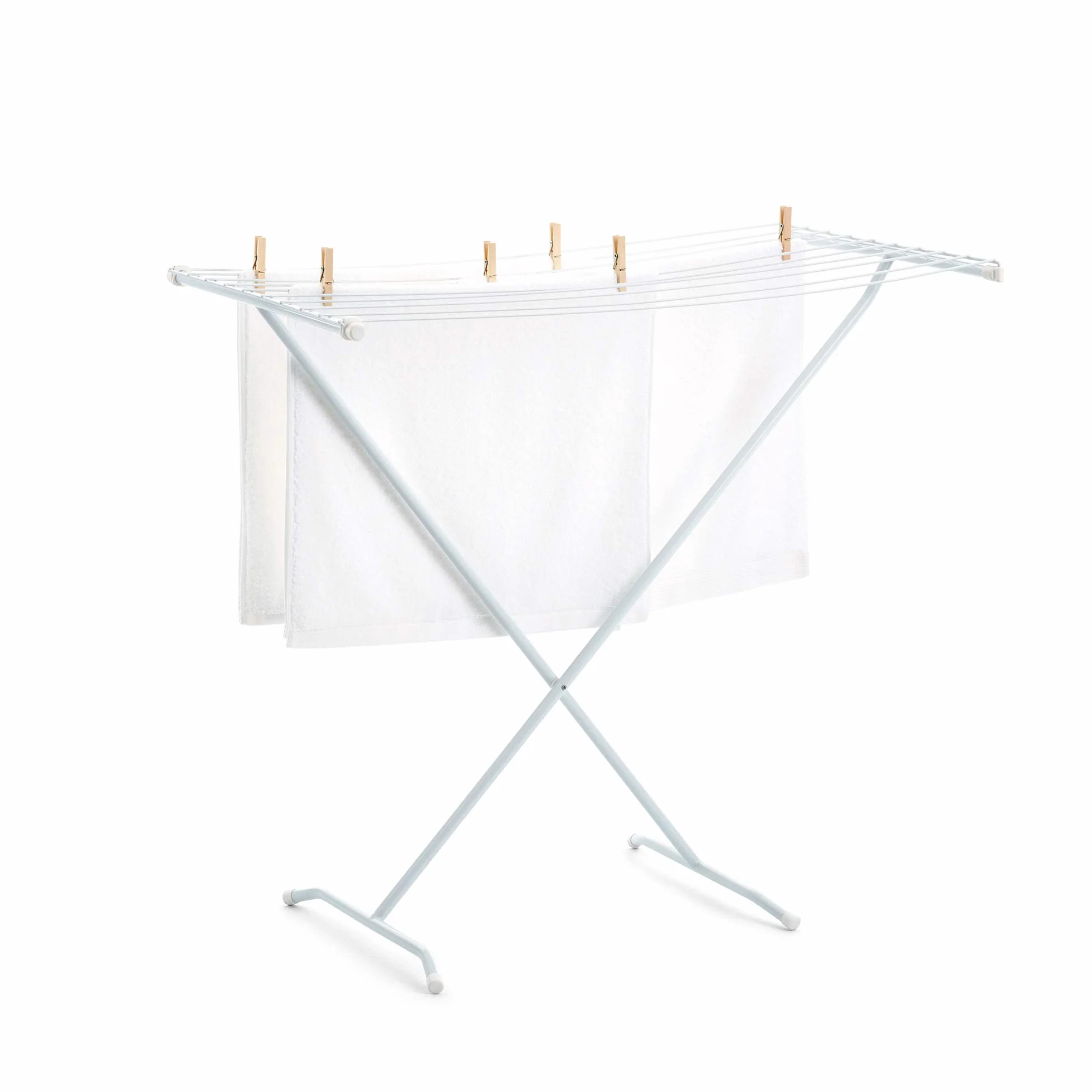 Rayen 0033.11 stal | linka do suszenia prania 10 m | składana suszarka na pranie | do wewnątrz i na zewnątrz | stopowa, matowa biel, 90 x 53,5 x 82 cm