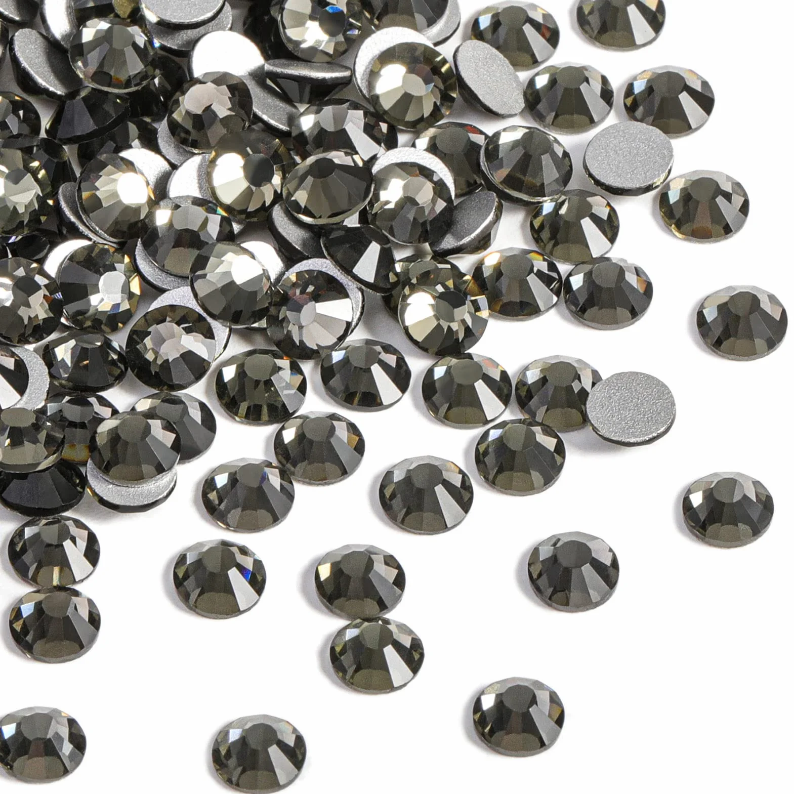 Beadsland 1440 sztuk płaskich kryształków strasu, kryształki do paznokci, antracytowe, SS6 (1,9 – 2,0 mm)