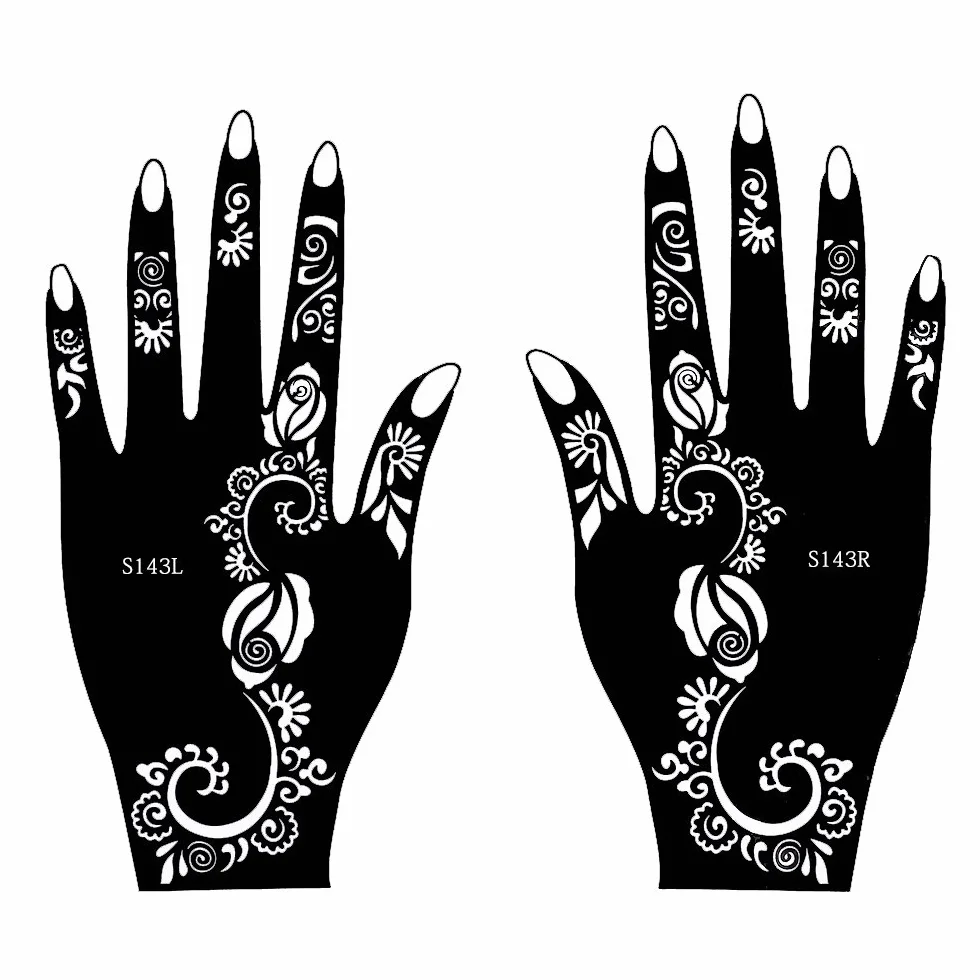 Akcja! Henna szablony do tatuażu 8 sztuk zestaw do jednorazowego użytku do rąk, również do tatuaży brokatowych i tatuaży Air Brush Set Jaiya
