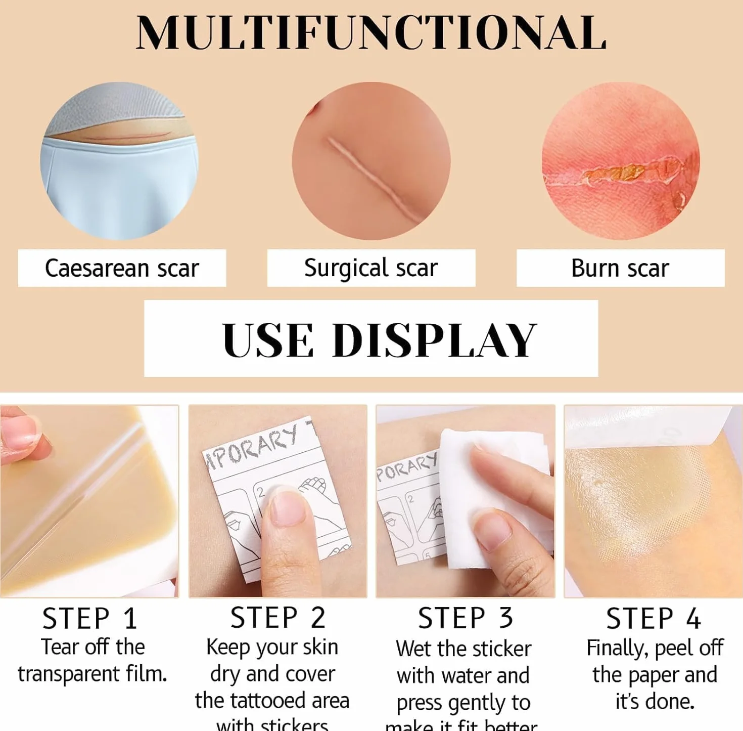 ãPrreal 8 sztuk tatuaży i plastrów do tatuażu, wodoodporny, niewidoczny korektor do ciała, naklejka fair-skinnedÓ