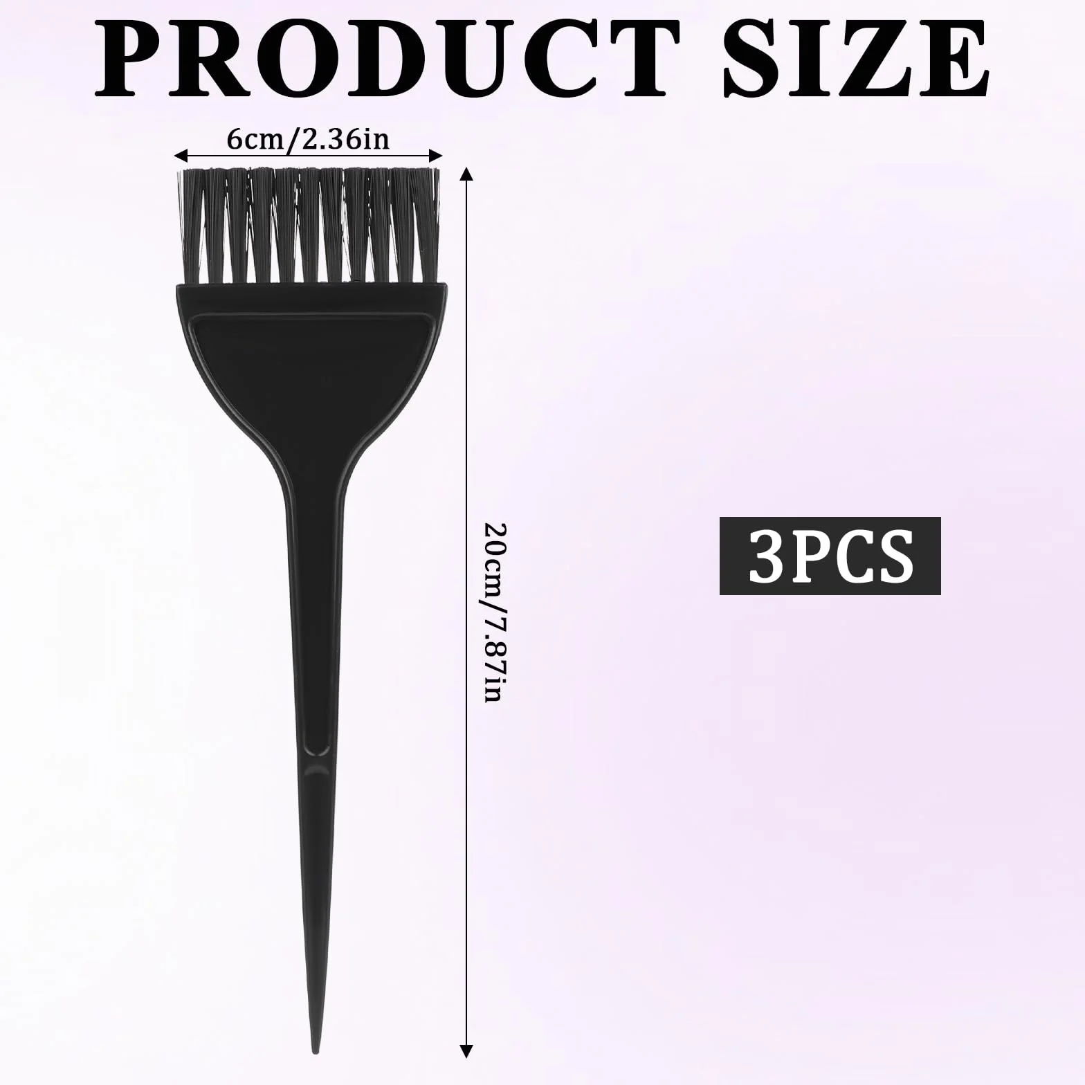 Prasacco 3 sztuki pędzli do farbowania włosów, szczotka do farbowania włosów z tworzywa sztucznego PP 20 x 6 cm, czarny pędzel do farbowania włosów do nakładania farbowania włosów, DIY do domu i