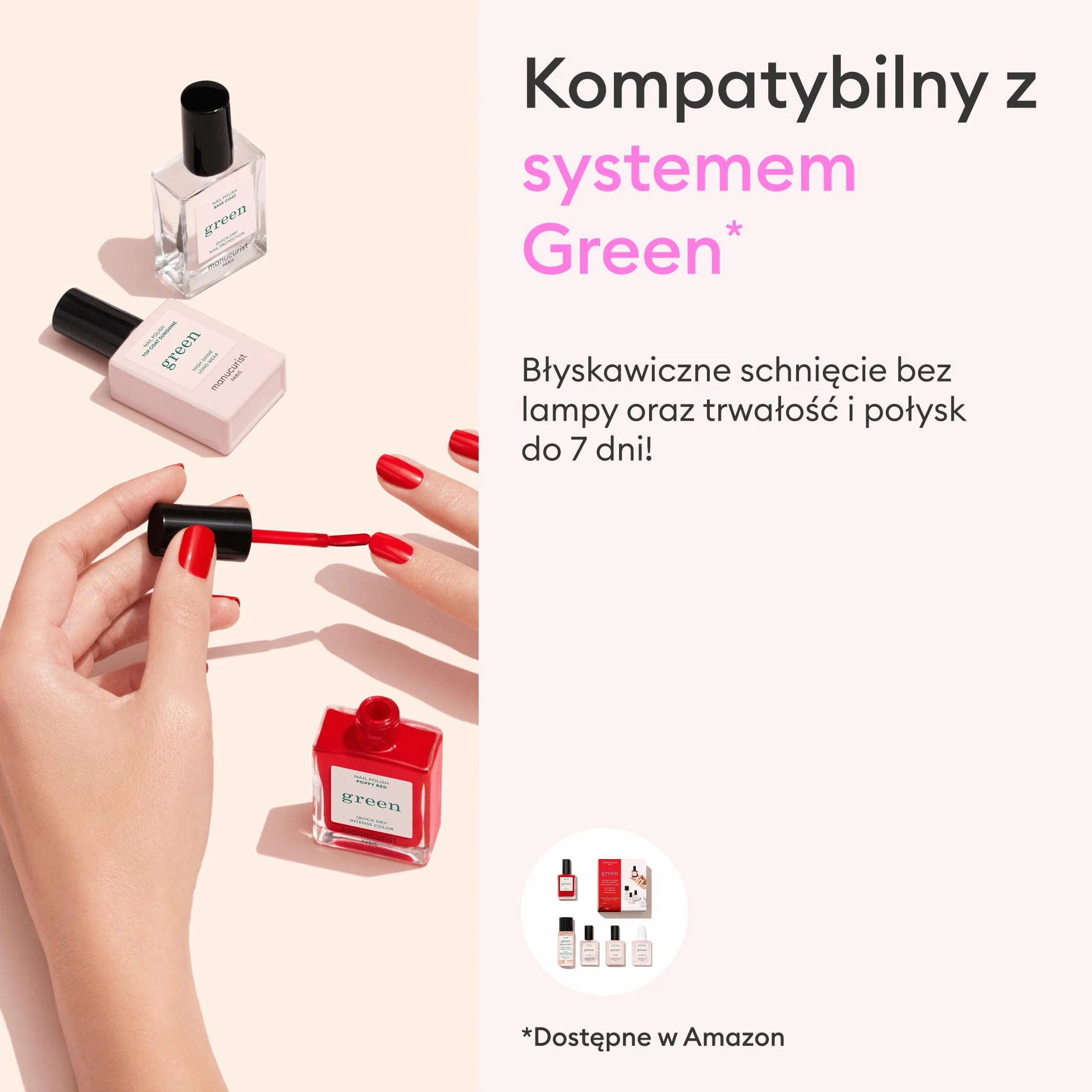 Manucurist - Duo lakierów Jelly Green™ Sugar Plum & Pomme d’Amour - Transparentne lakiery do paznokci - półkryjące wykończenie jelly ultra glossy - 82,5% składników naturalnego pochodzenia - 15 ml