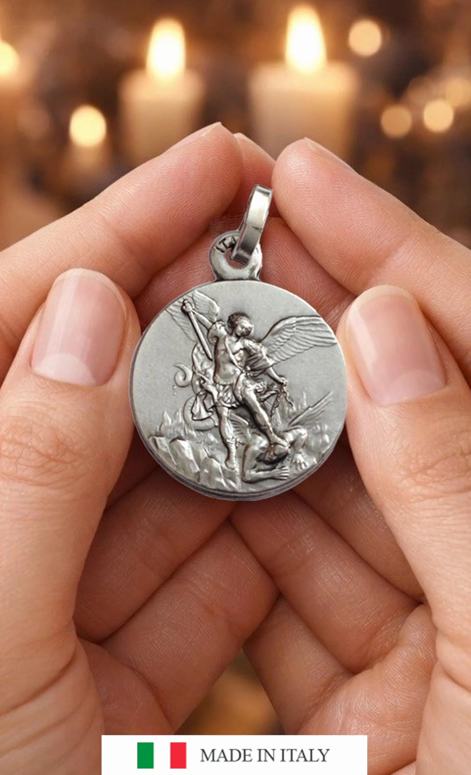 I G J Medal Świętego Michała Archanioła ze srebra wysokiej próby 925