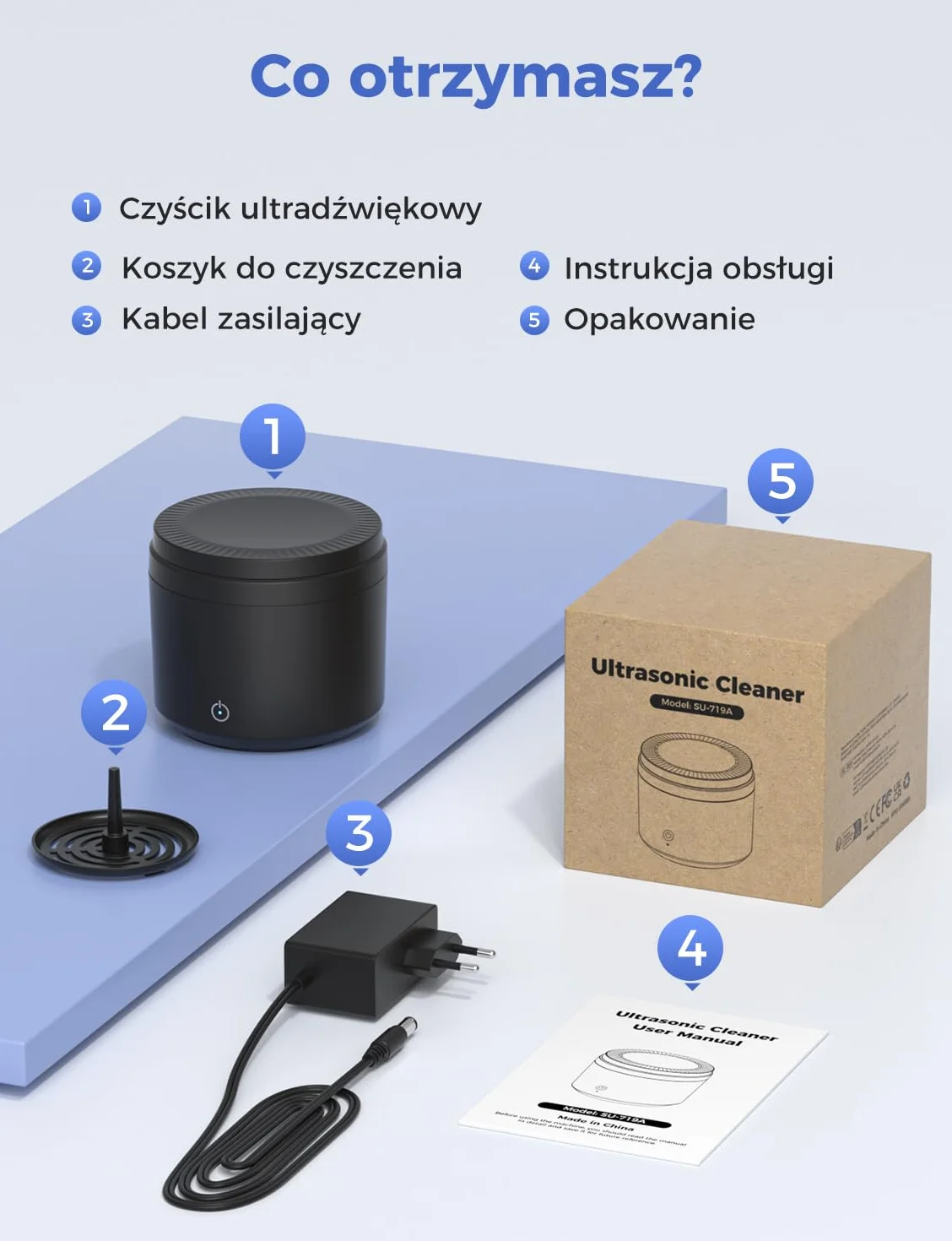 Myjka Ultradźwiękowa 48000Hz, 200ml Czyszczenie Ultradźwiękowe, Czyścidelko do Aparatu Ortodontycznego z Lampą UV, do Protez/Aparatów Ortodontycznych/Nakładek Jubilerskich, Czarny
