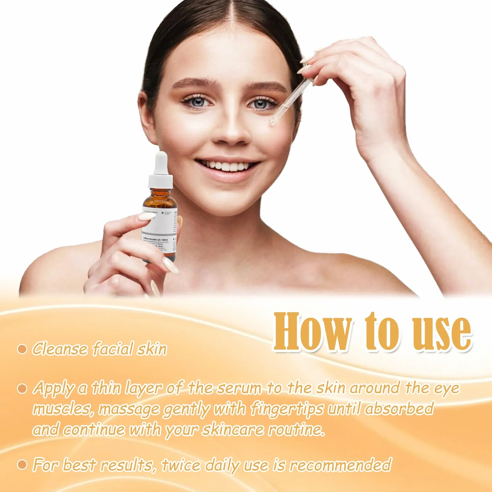 Kofeinowe serum pod oczy, kofeina, 5% + EGCG 30 ml, serum pod oczy z kofeiną, przeciw starzeniu się, do pielęgnacji oczu, blaknięcie zmarszczek, cienie pod oczami, serum nawilżające dla kobiet