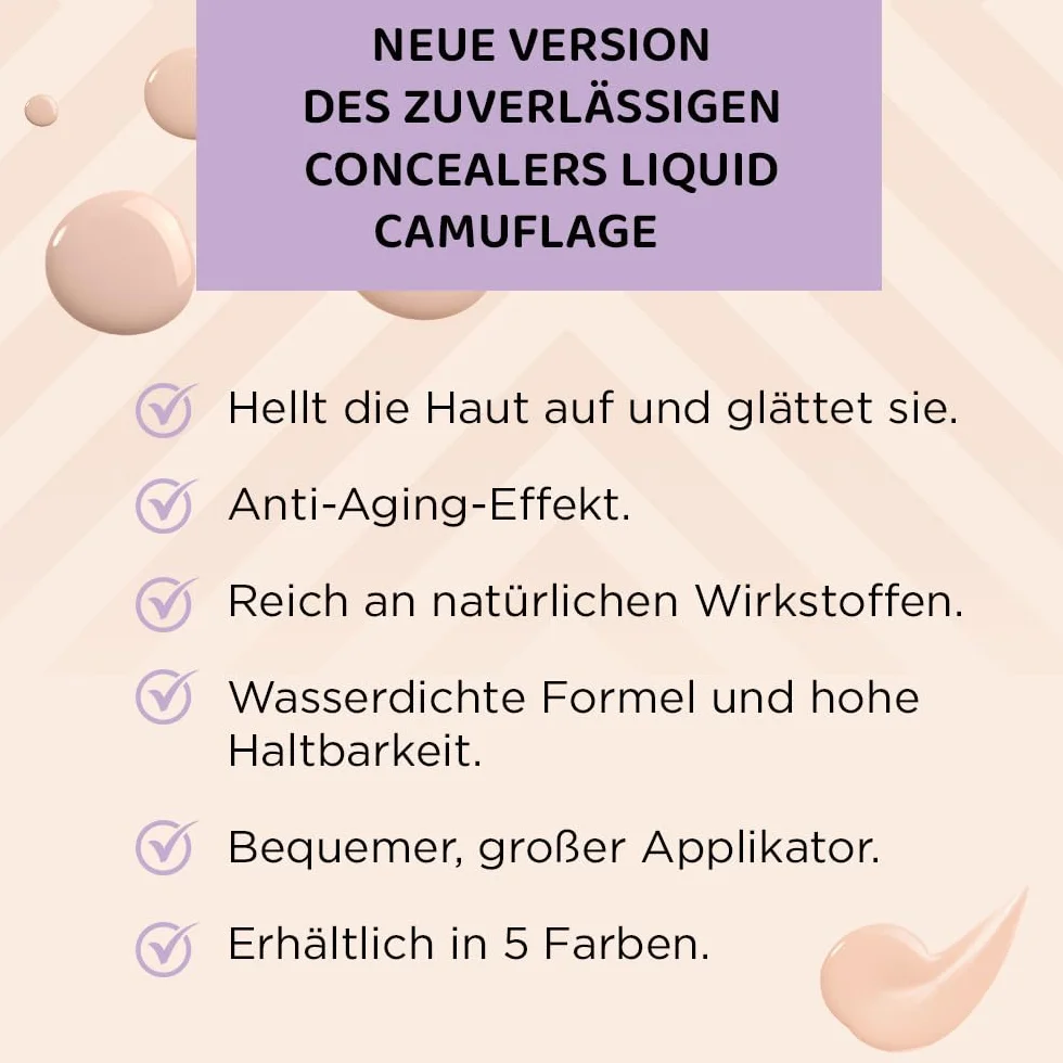 Eveline Cosmetics Liquid Camouflage wodoszczelny korektor z kwasem hialuronowym – nr 02 | Nowa edycja Liquid Camouflage zapewnia nieskazitelne krycie i korzyści pielęgnacyjne skóry