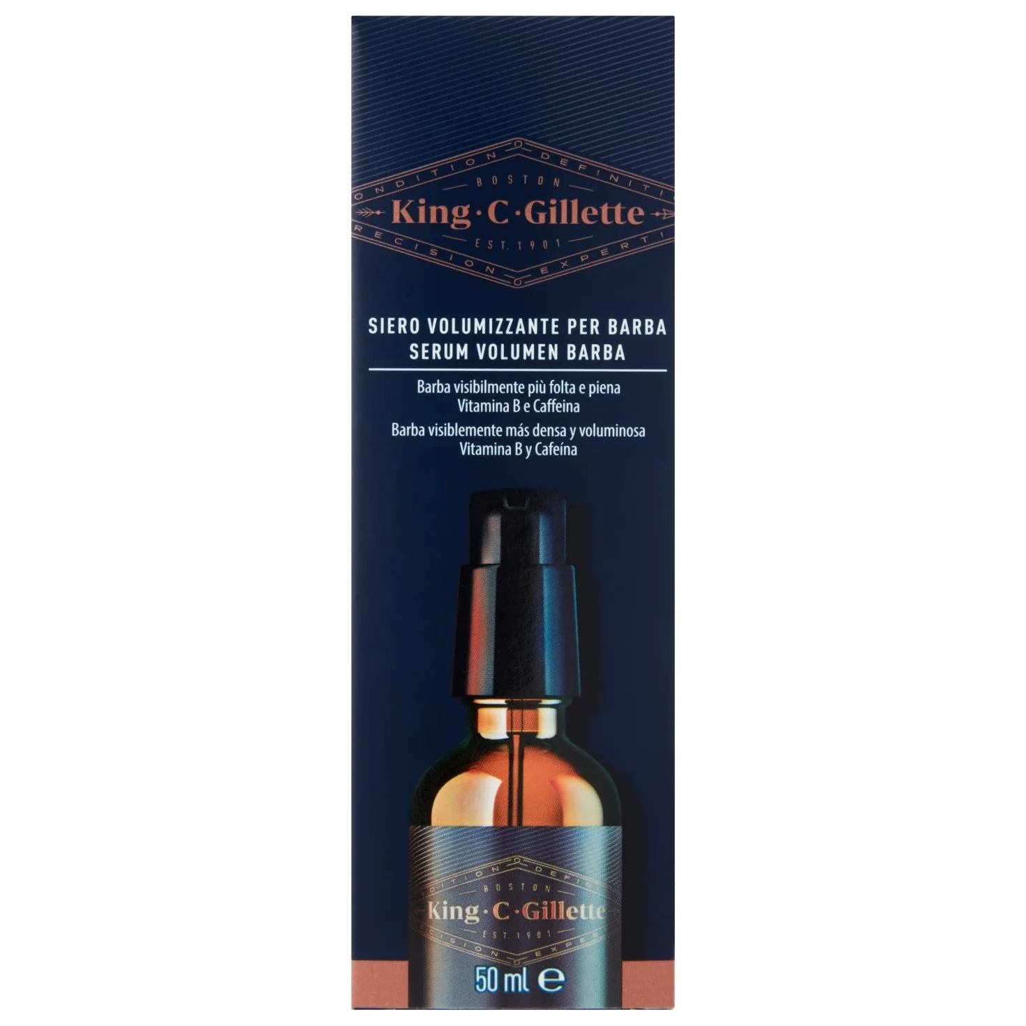 King C Gillette Serum objętościowe do brody, z kompleksem witaminy B i kofeiny, 50 ml w zestawie zmiękcza i wygładza włosy, doskonała broda, pomysł na prezent dla mężczyzn, profesjonalny zestaw
