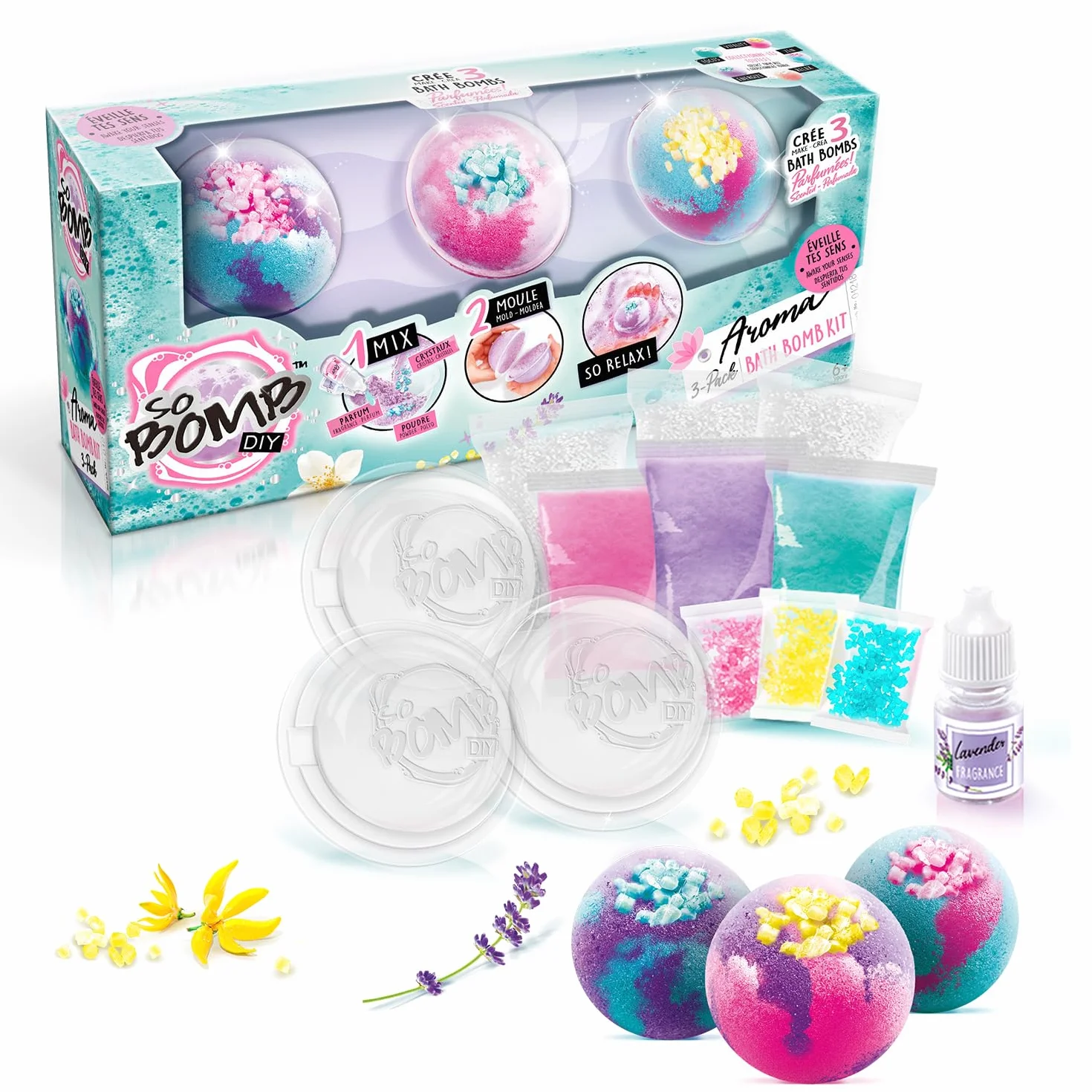 Canal Toys - Tak Bomb DIY-Zestaw do tworzenia 3 musujących kulek do kąpieli - Aromaterapia Bath 3 Pack-BBD 039, Wielokolorowy