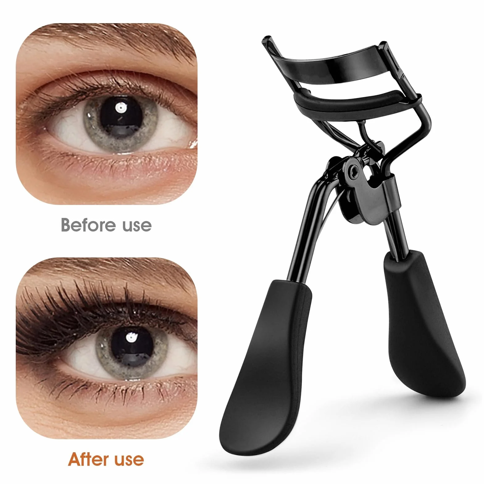 Gjinxi Zalotka do rzęs ze stali nierdzewnej z 10 zapasowymi wkładkami silikonowymi dla kobiet, metalowy eyelash curler do makijażu oczu, uniwersalne narzędzie do oddzielania rzęs, do wszystkich