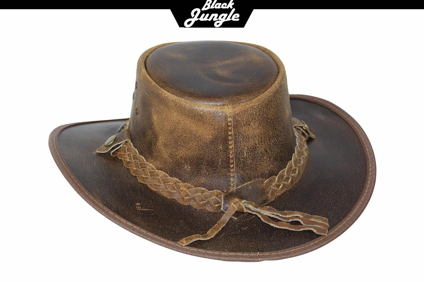 Black Jungle Skórzany kapelusz Bulat, kapelusz westernowy, kapelusz australijski, kapelusz kowbojski, Tan, XXL