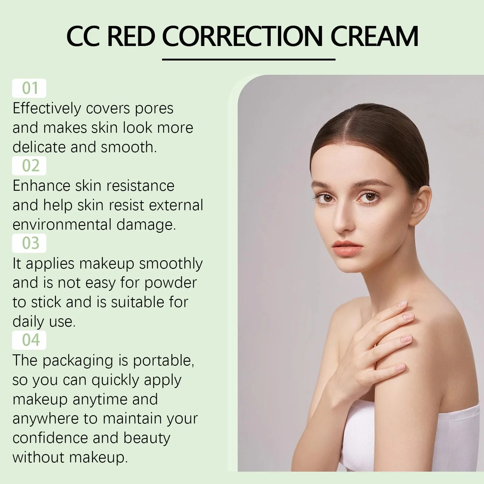 CC Cream Red Correct CC Cream, przyciemniony krem do twarzy z Centella Asiatica, krem korygujący kolor, nawilżający, poprawia cerę i nawilża