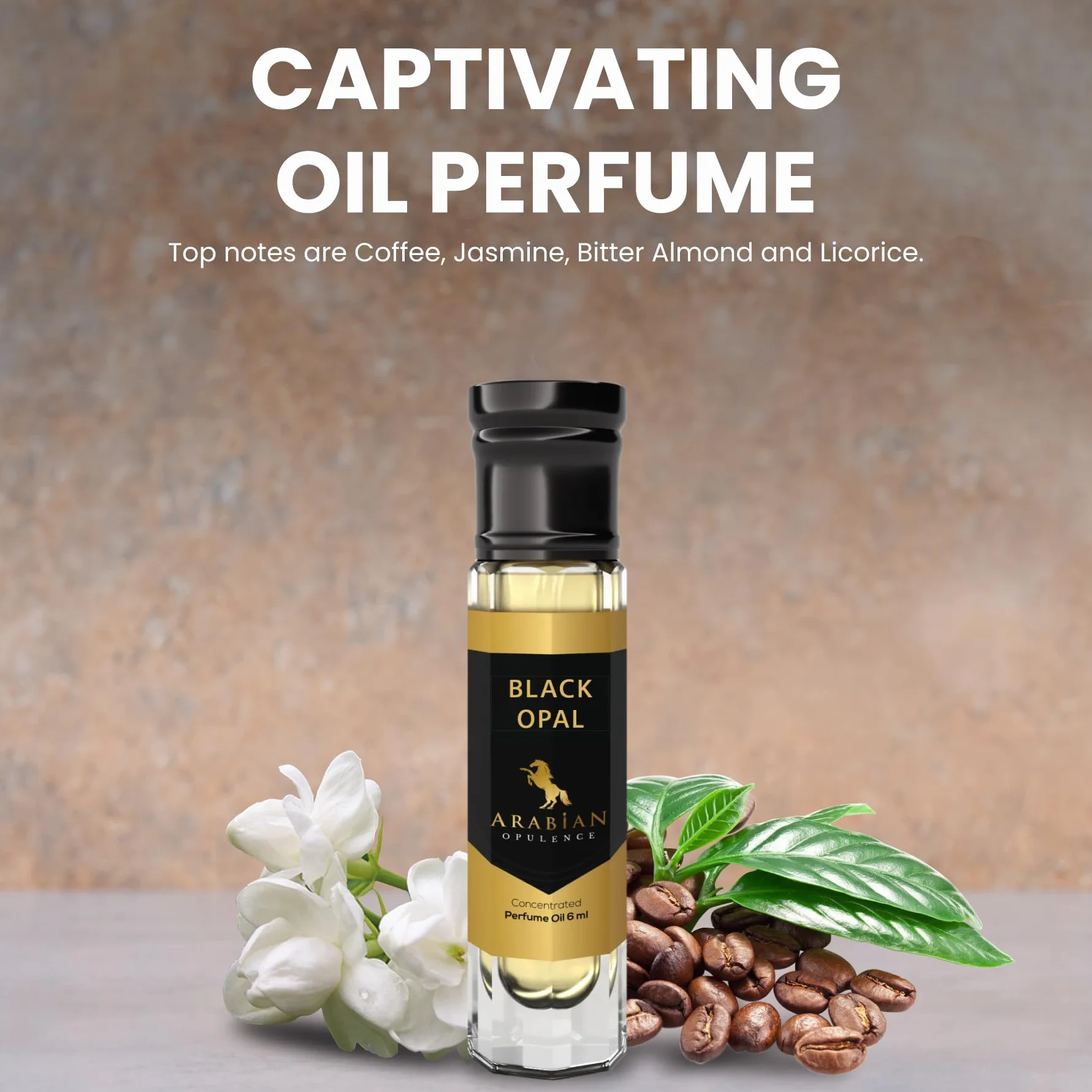 Arabian Opulence FR49 BLACK OPAL skoncentrowany olejek perfumowany, butelka zapachowa bursztynowo-waniliowa dla kobiet, długotrwałe perfumy na bazie oleju, bezalkoholowy olejek do ciała (6 ml)
