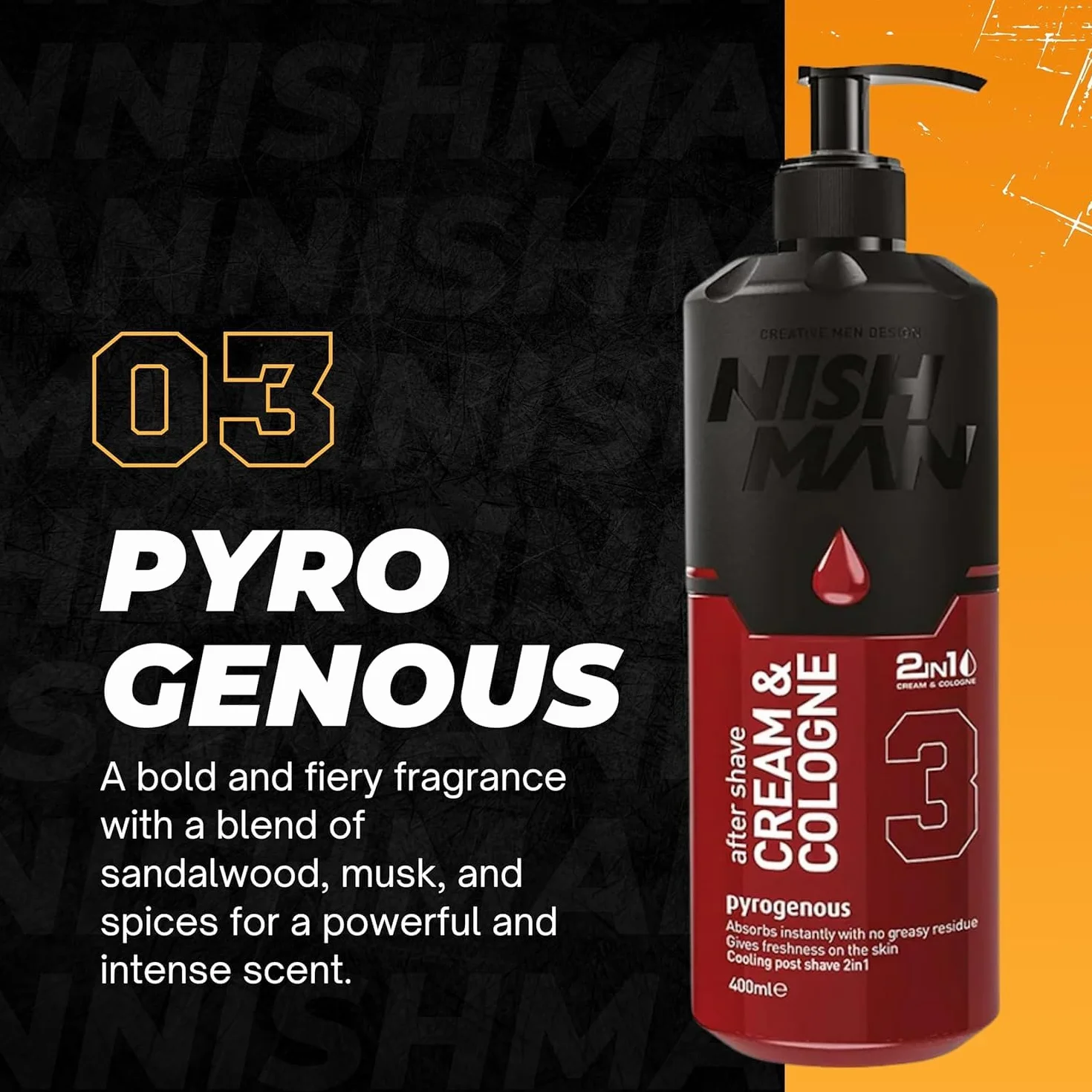 Nishman - Aftershave Cream & Cologne 2in1 Pyrogenous 3 - Balsam po goleniu 400ml