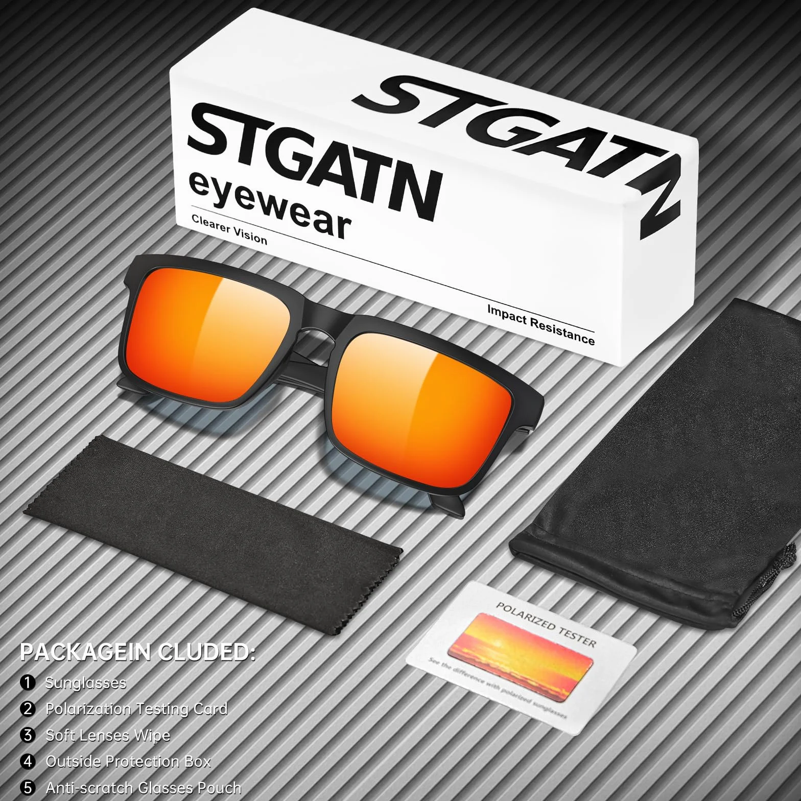 Okulary słoneczne polarizacyjne XXL STGATN dla mężczyzn – Szeroka oprawka 155 mm na duże twarze, ochrona UV400, lekkie, antyodbłotne, kwadratowe, do jazdy, wędkowania i sportu